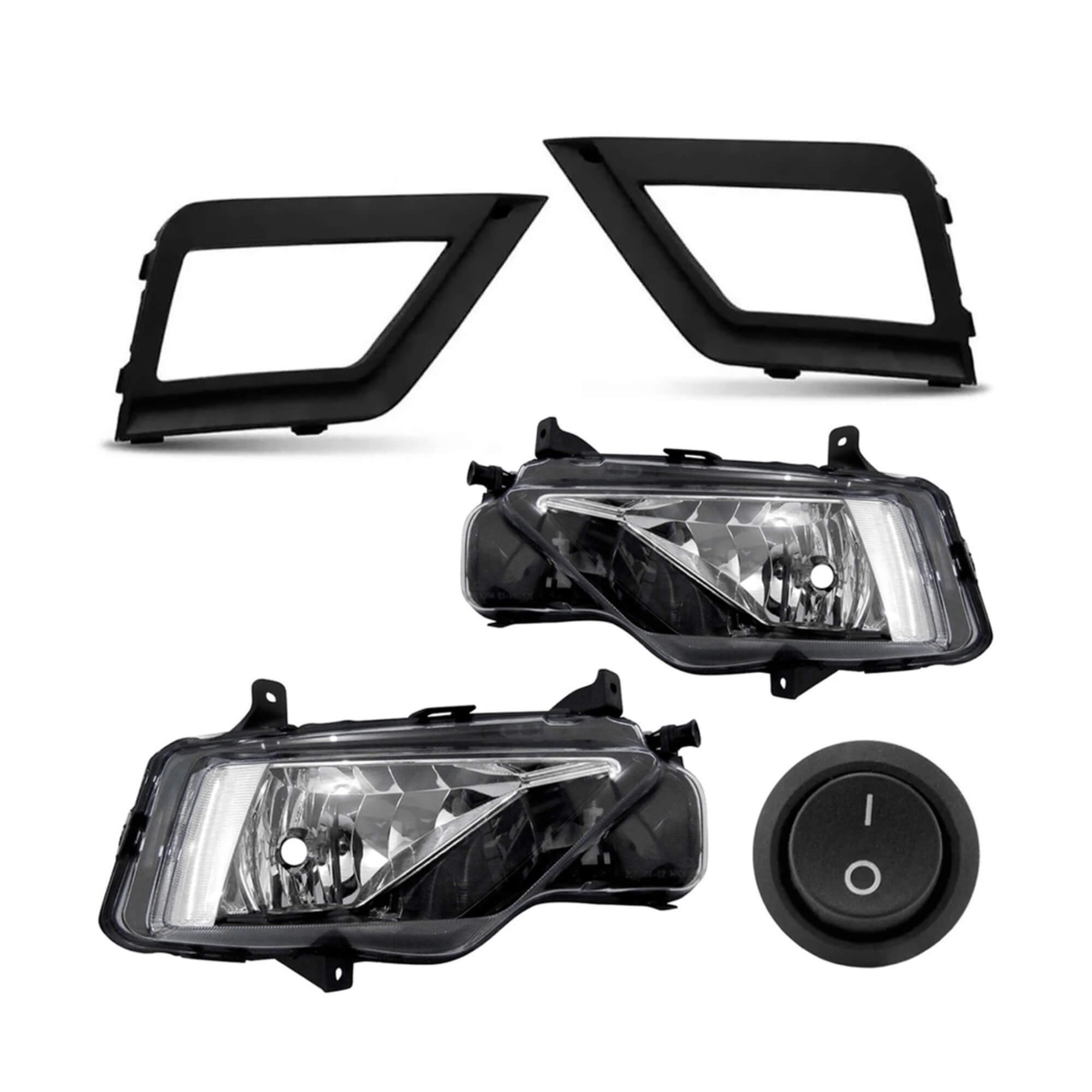 Kit Farol de Milha Saveiro G7 / GOL e Voyage G8 com Moldura Preta e Botão Tic Tac Suits - STS054VW