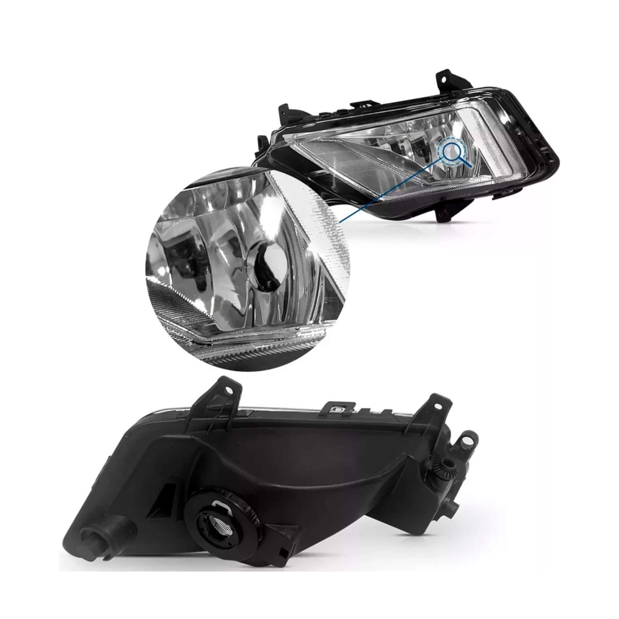 Kit Farol de Milha Saveiro G7 / GOL e Voyage G8 com Moldura Preta e Botão Tic Tac Suits - STS054VW