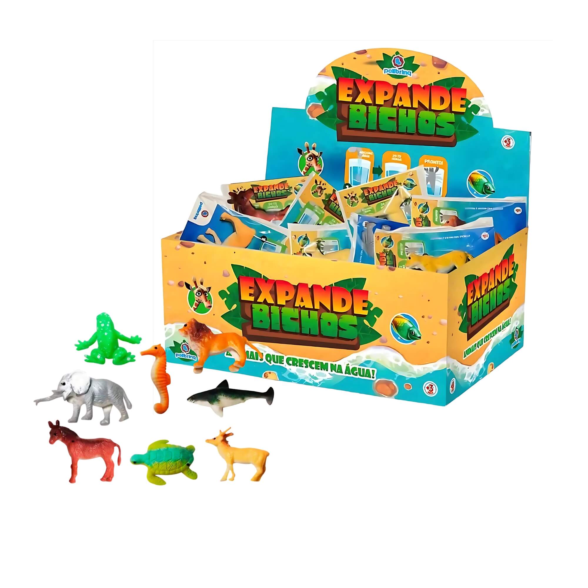 COMP Brinquedo Animal Cresce na Água Display C/ 64 und Zoológico Polibrinq - AN2006