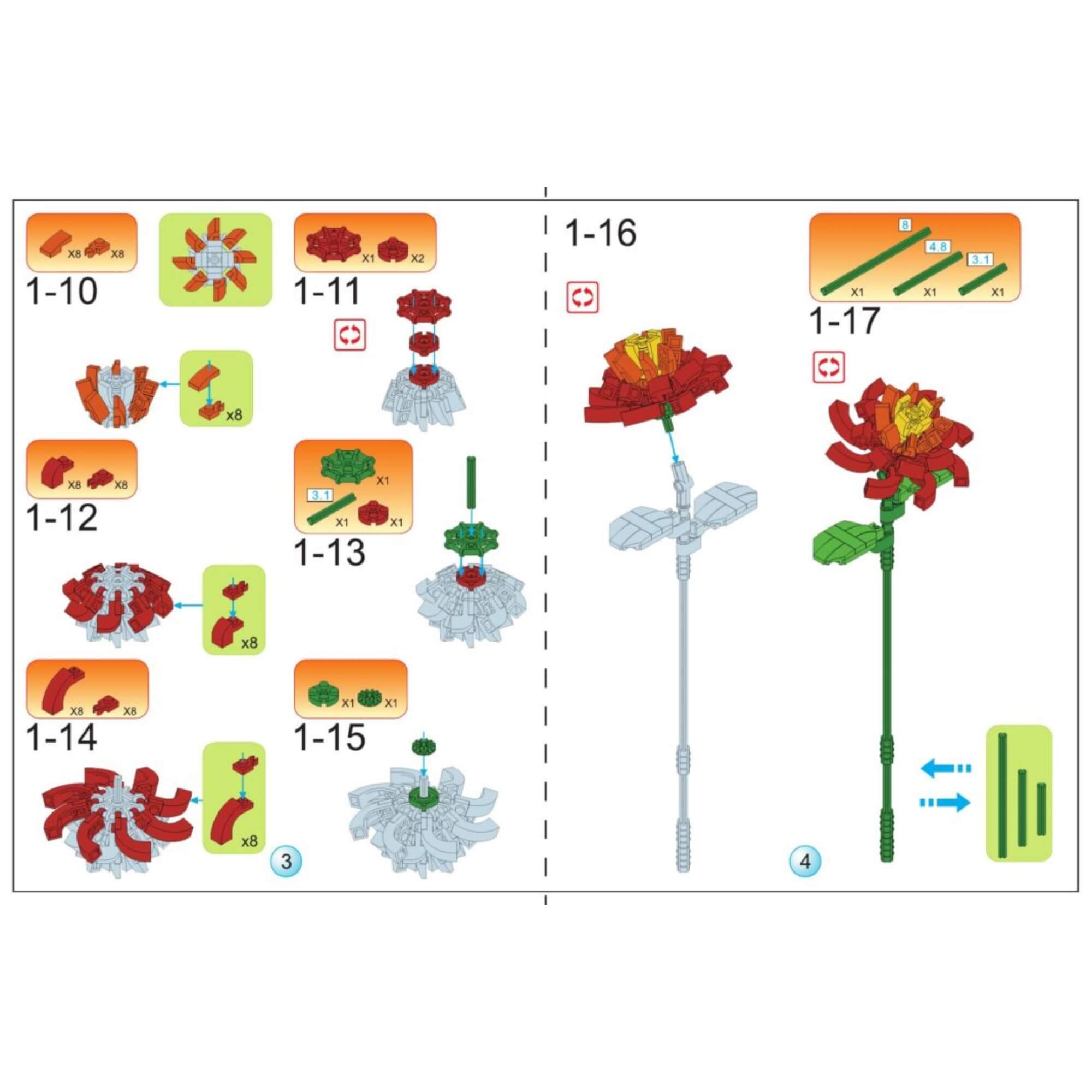 Brinquedo Blocos de Montar Mundo Encantado Flores 62/198 peças Sortido e Unitário Xalingo - 28543