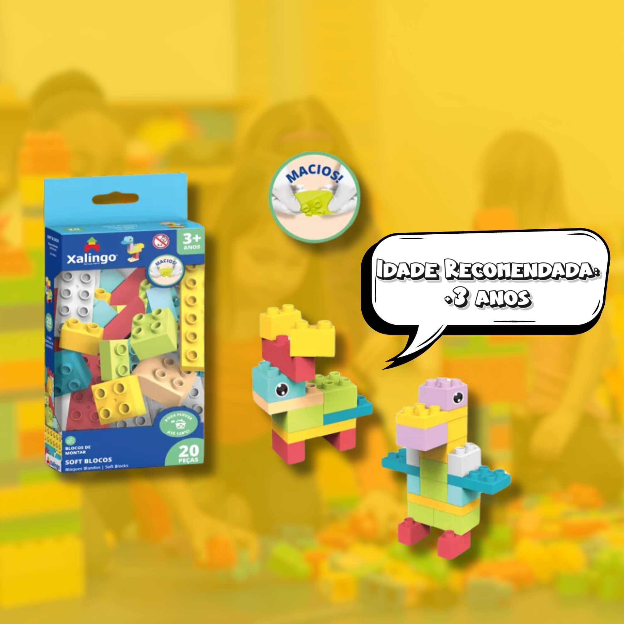 Brinquedo Infantil Blocos de Montar Macio Soft 20 Peças Xalingo - 68432