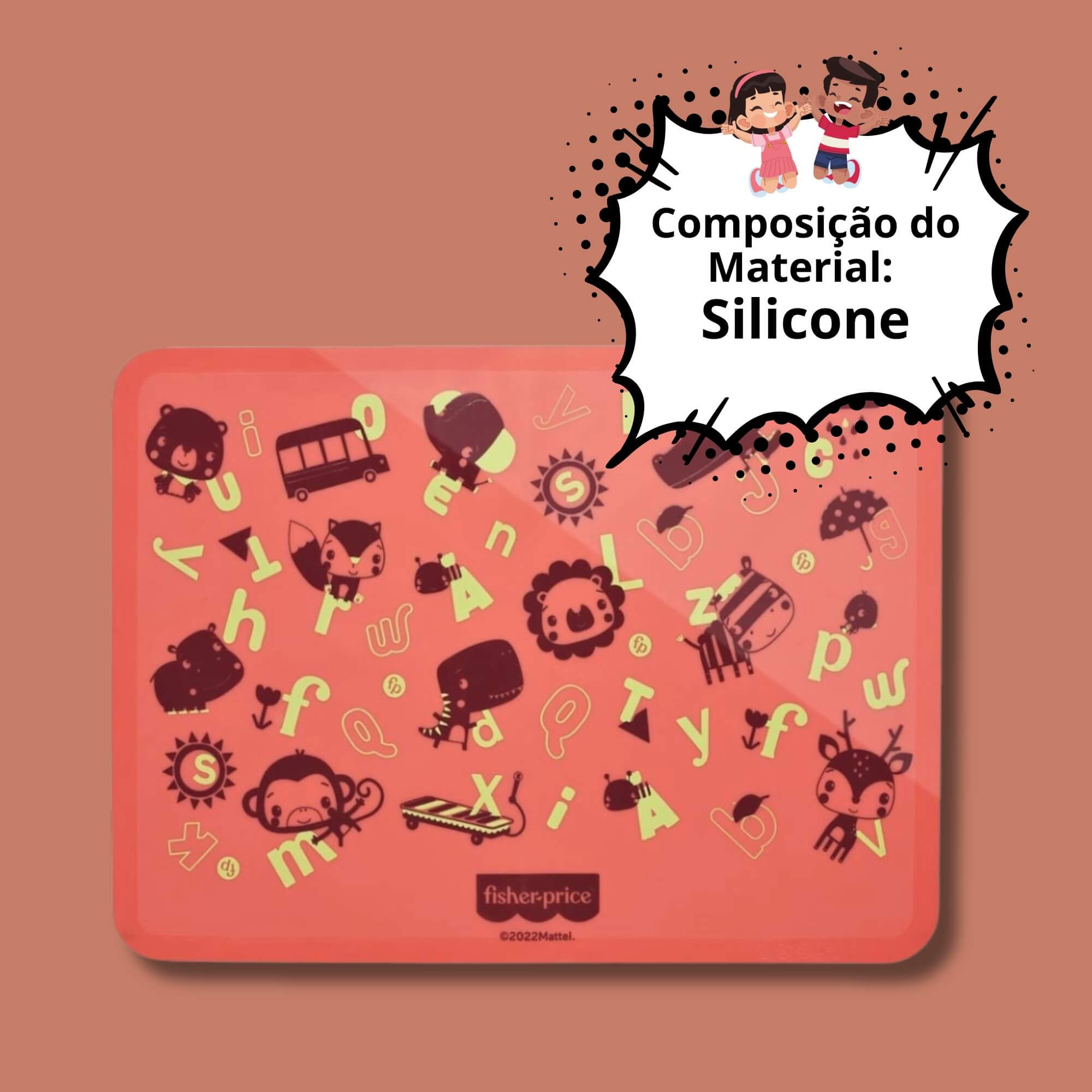 Lugar Americano de Silicone Estampado Yummy! Coral Fisher-Price - BB1196