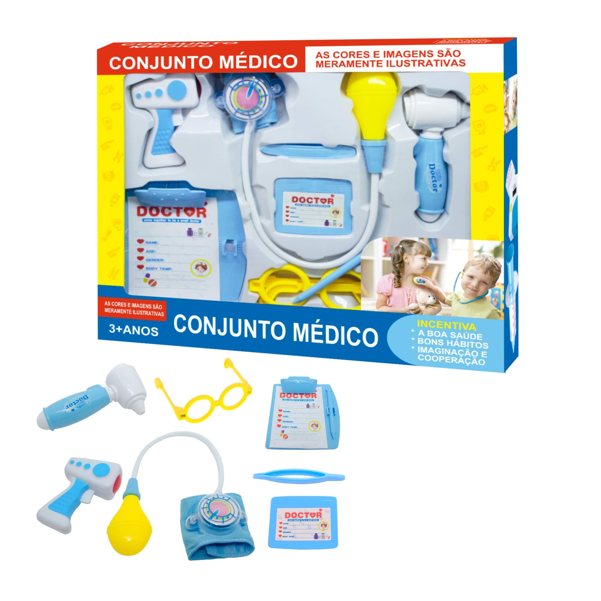 Brinquedo Infantil Kit Médico Faz de Conta com Luz e Som Fenix Brinquedos - XMK-644A