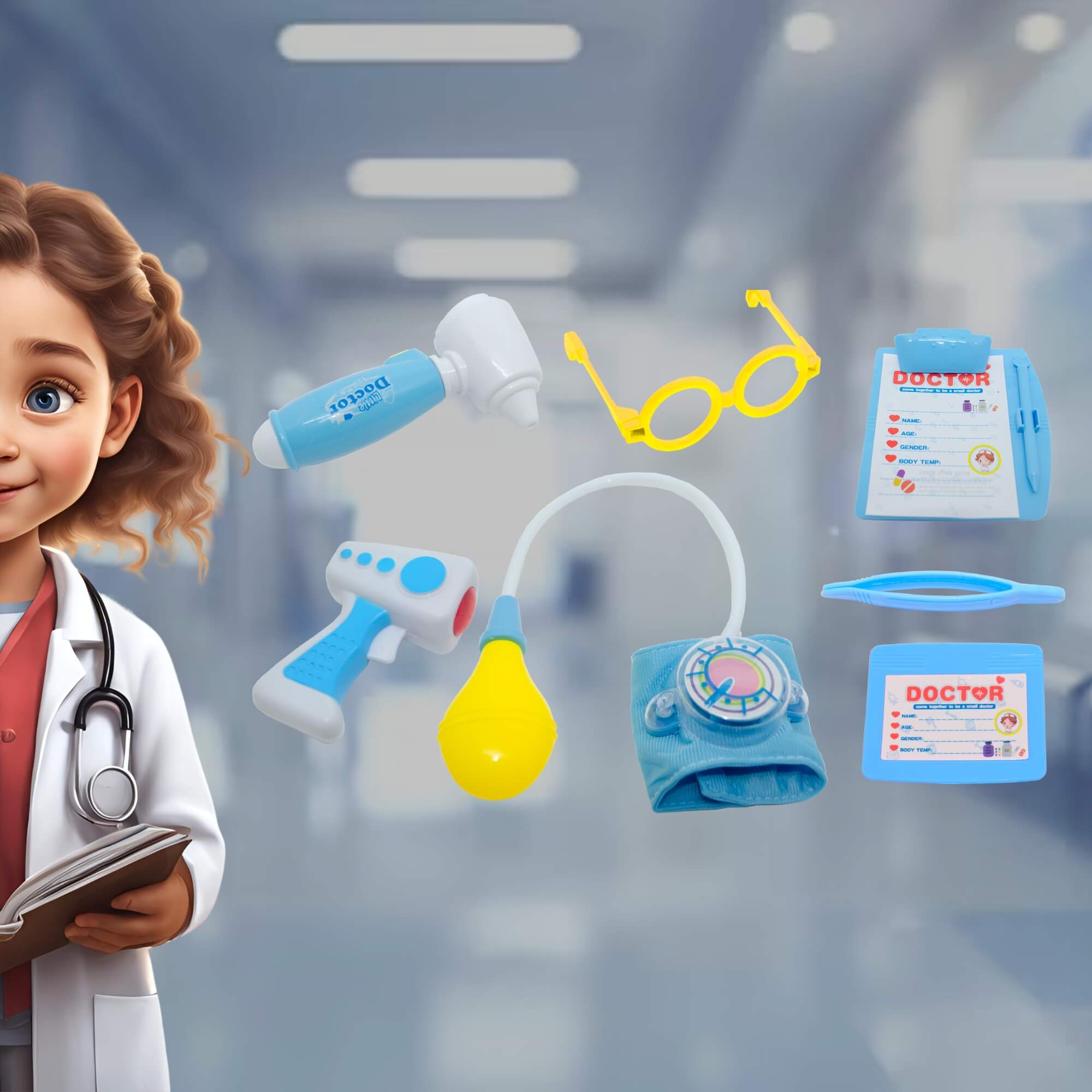 Brinquedo Infantil Kit Médico Faz de Conta com Luz e Som Fenix Brinquedos - XMK-644A