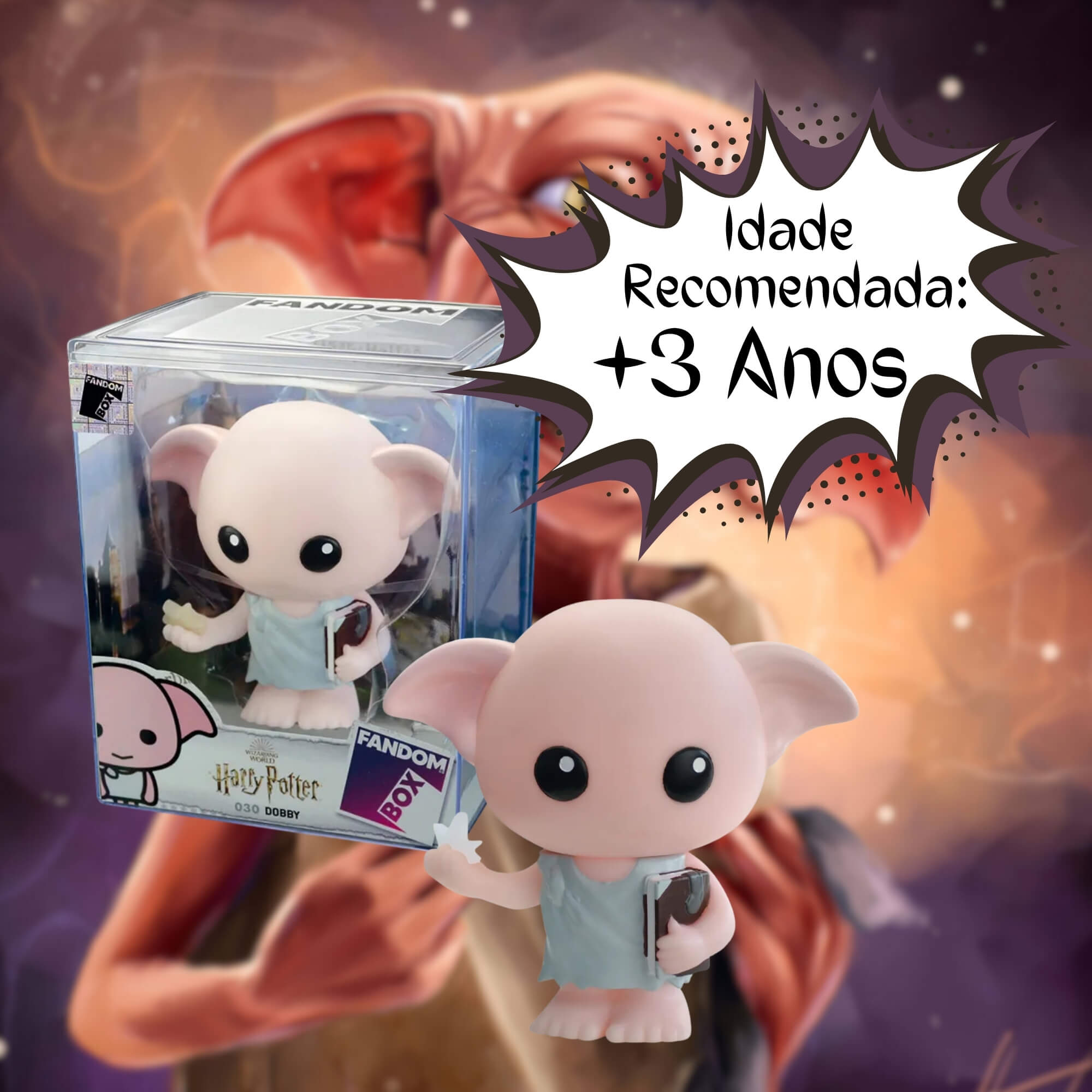 Boneco Colecionável Fandom Box Dobby Saga Harry Potter Vinil Atóxico Líder - 3458