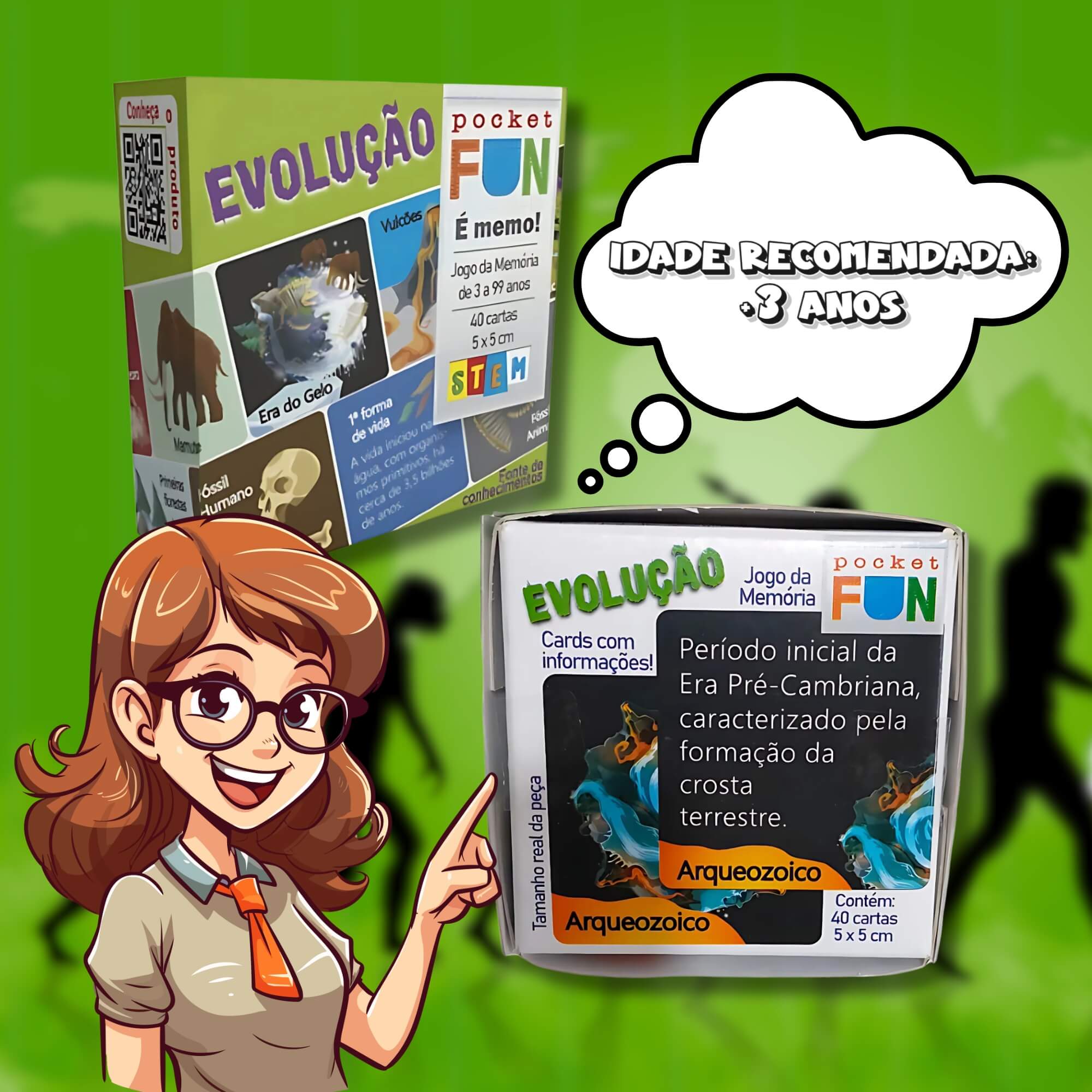 Jogo da Memória Stem Evolução c/ 40 Cartas Ilustradas Cooper Fun - 00136