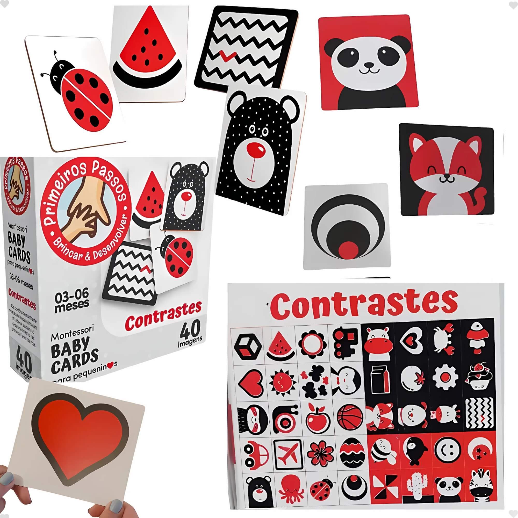 Cartões de Estímulos de Alto Contraste Montessori Baby Cards 3-6 Meses Cooper Fun - 00166