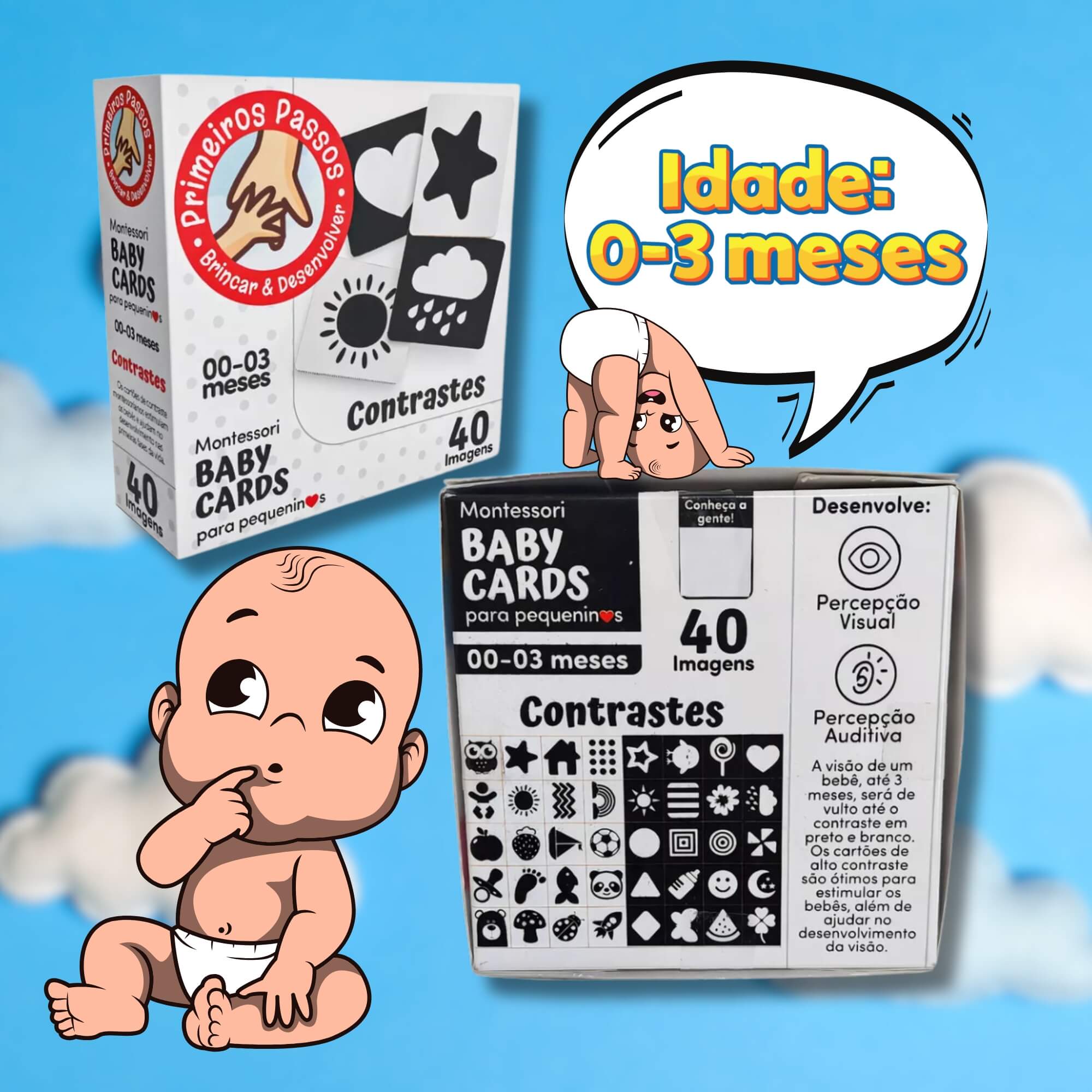 Cartões de Estímulos de Alto Contraste Montessori Baby Cards 0-3 Meses Cooper Fun - 00167