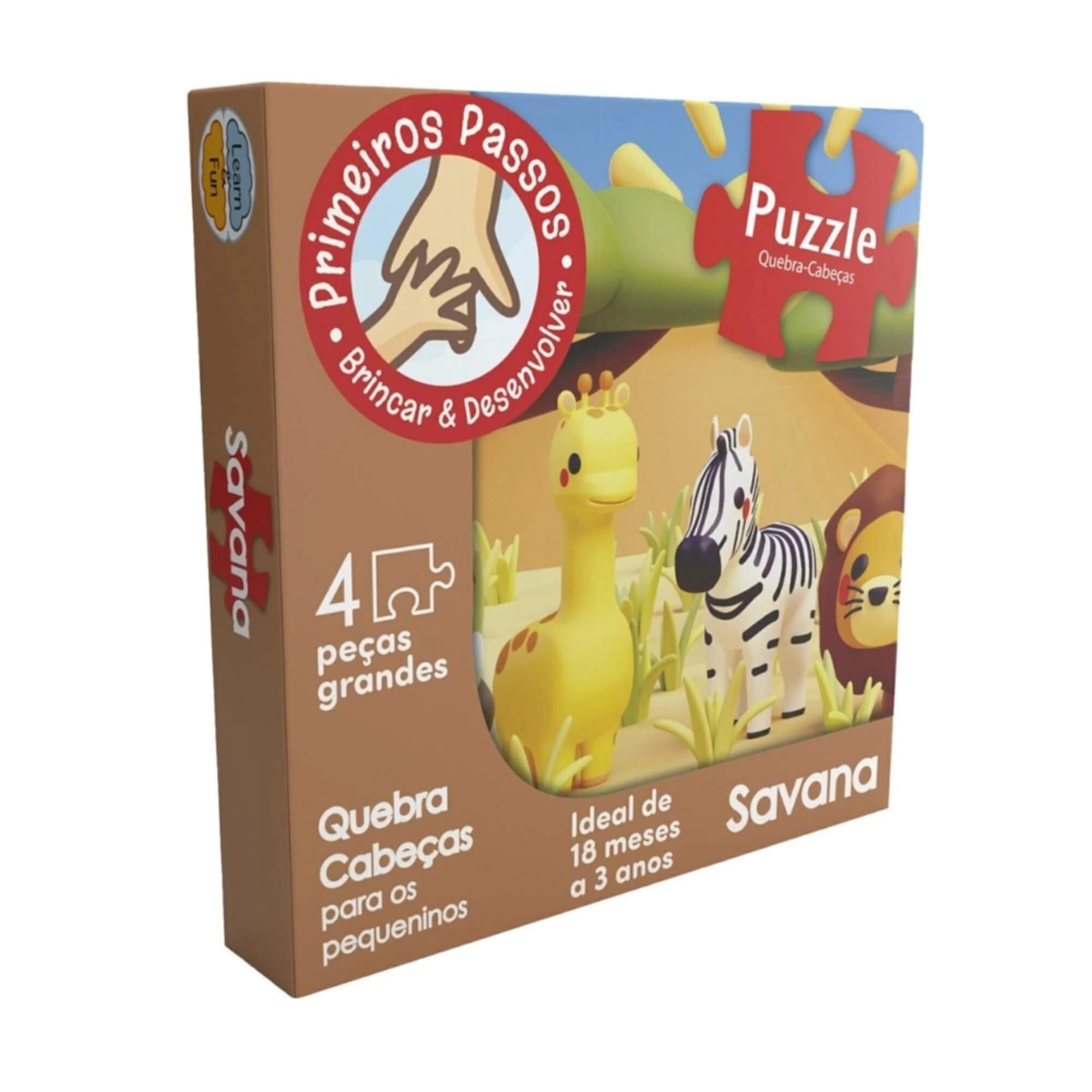 Quebra Cabecinha para os Pequeninos Savana com 4 Peças Grandes Cooper Fun - 00168