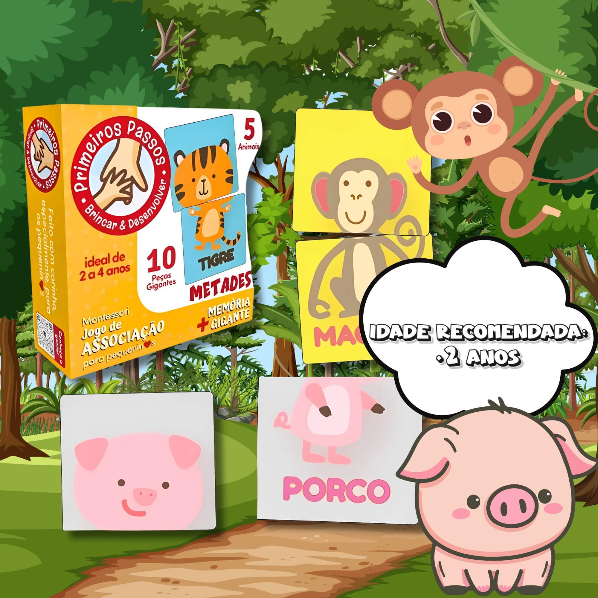 Jogo de Associação Pequeninos + Memória Gigante Metades c/ 10 Peças Gigantes Cooper Fun - 00171