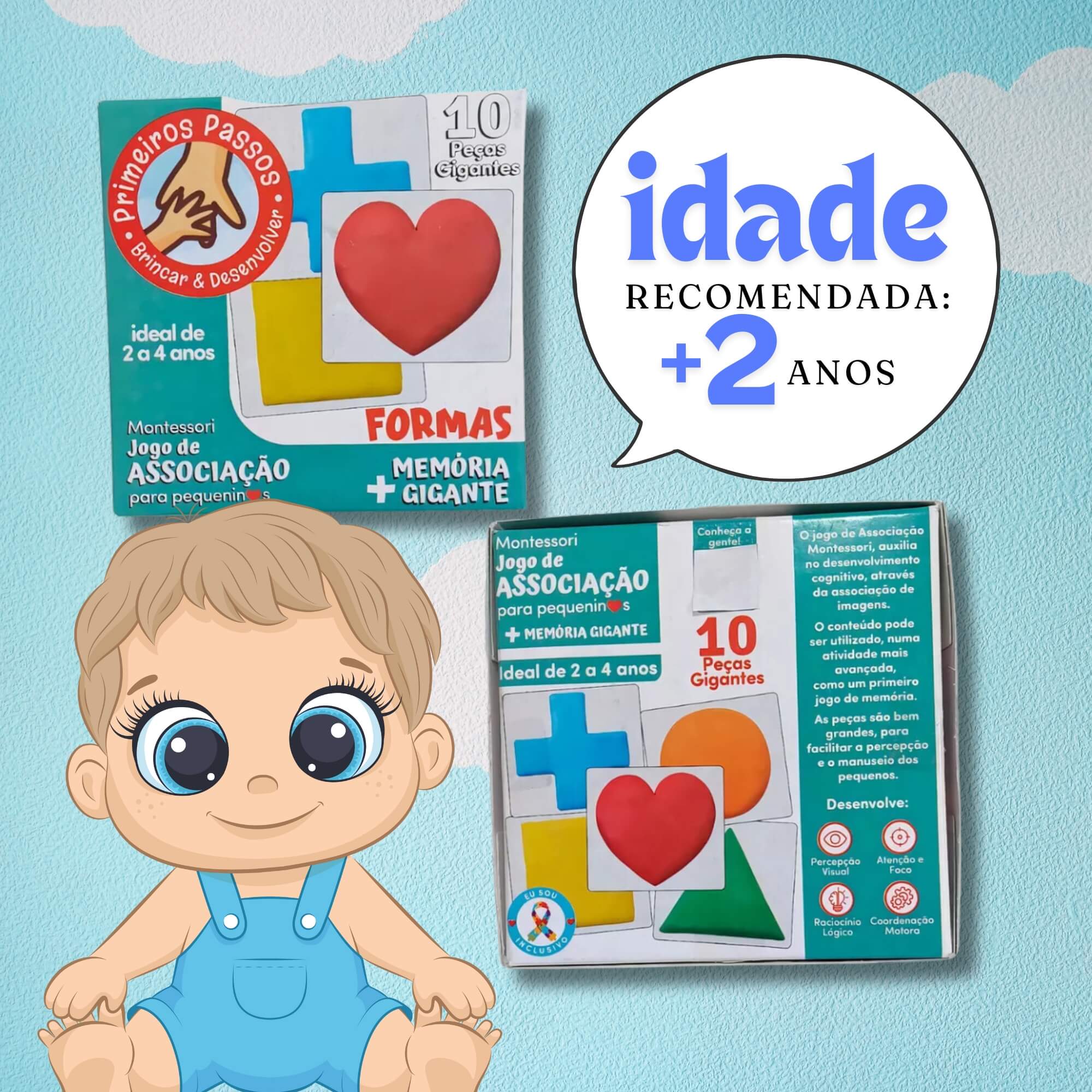 Jogo de Associação + Memória Formas - Peças Gigantes Cooper Fun - 00172