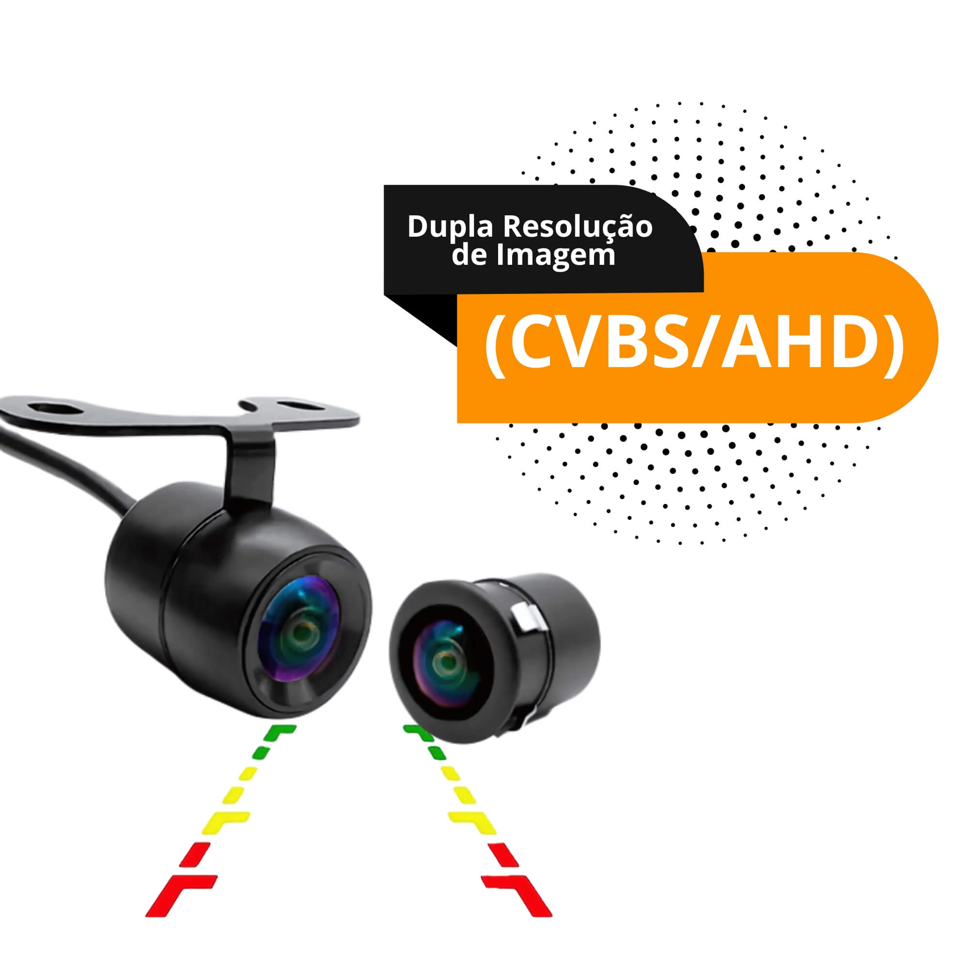 Câmera de Ré 2x1 Dianteira/Traseira CVBS/AHD 1080P Resistente à Água H-Tech CR520