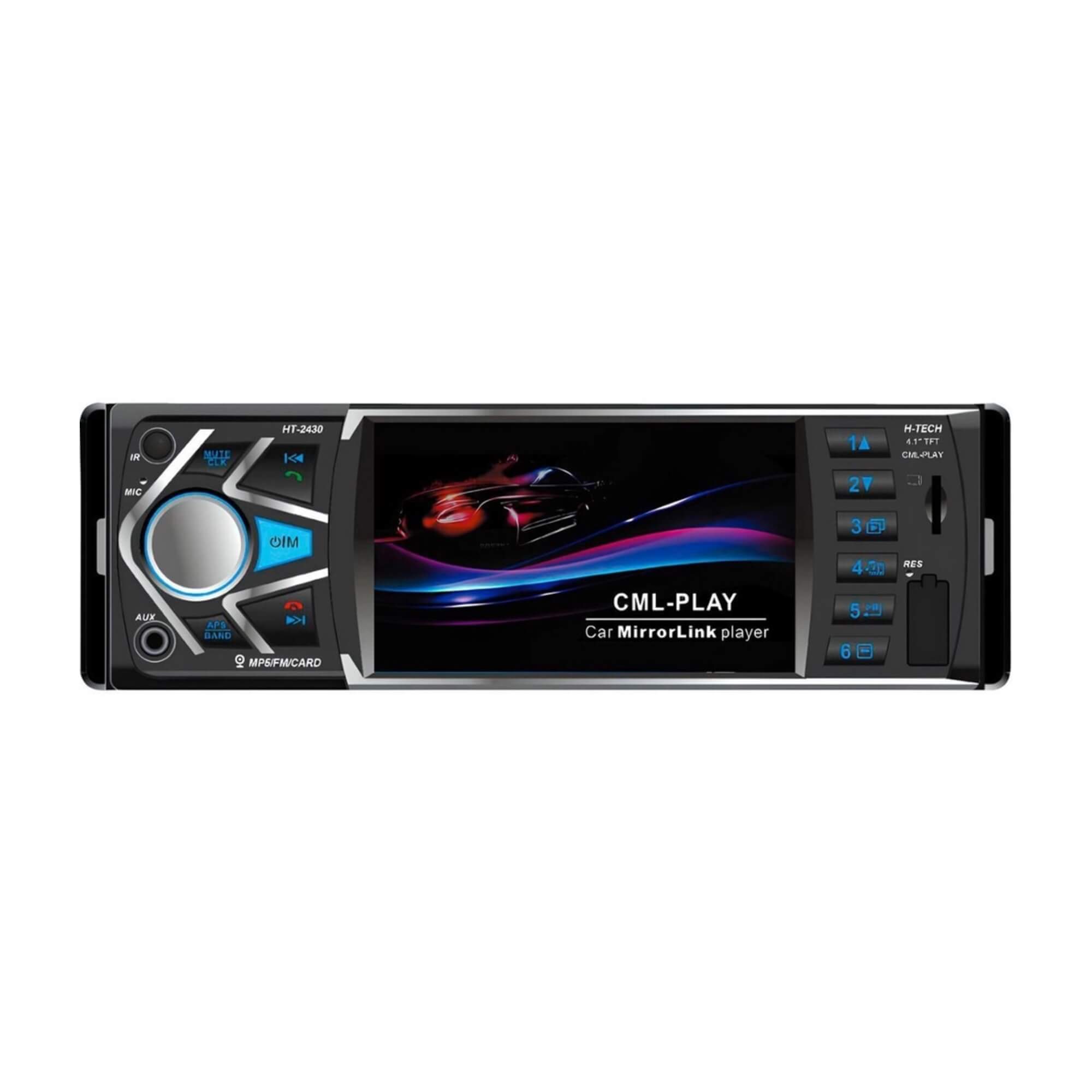 Multimídia Mp5 1Din 4" Bluetooth Espelhamento Android IOS USB BT SD Card Universal H-Tech - HT-2430