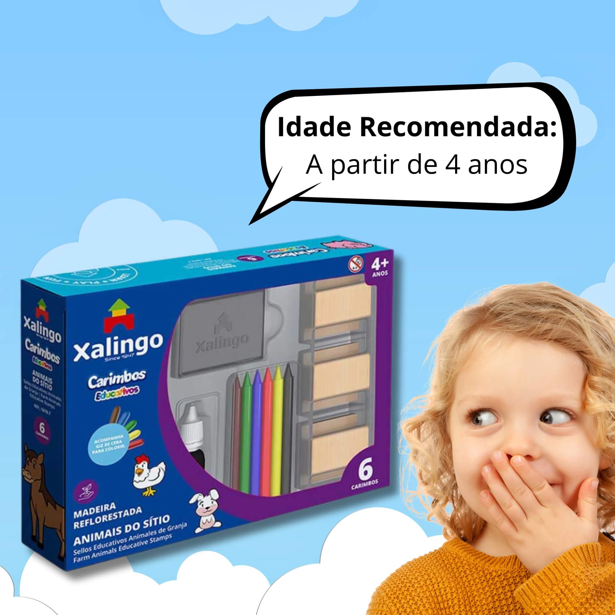 Brinquedo Infantil Carimbos Educativos Animais do Sitio Xalingo - 50787