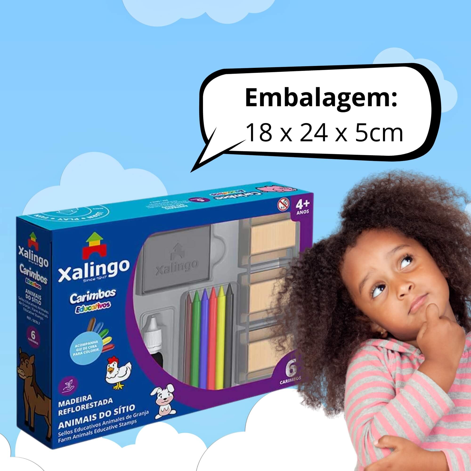 Brinquedo Infantil Carimbos Educativos Animais do Sitio Xalingo - 50787