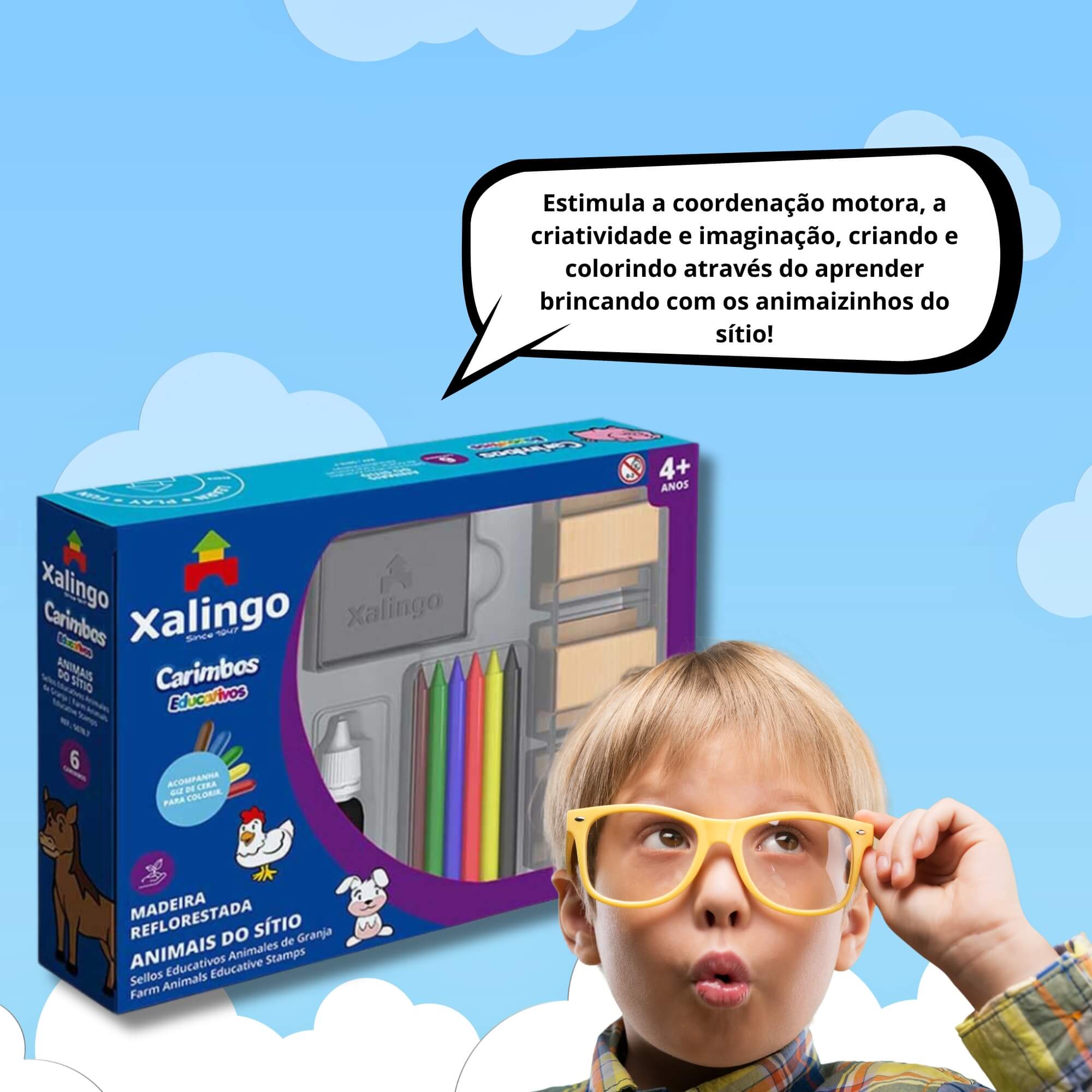 Brinquedo Infantil Carimbos Educativos Animais do Sitio Xalingo - 50787