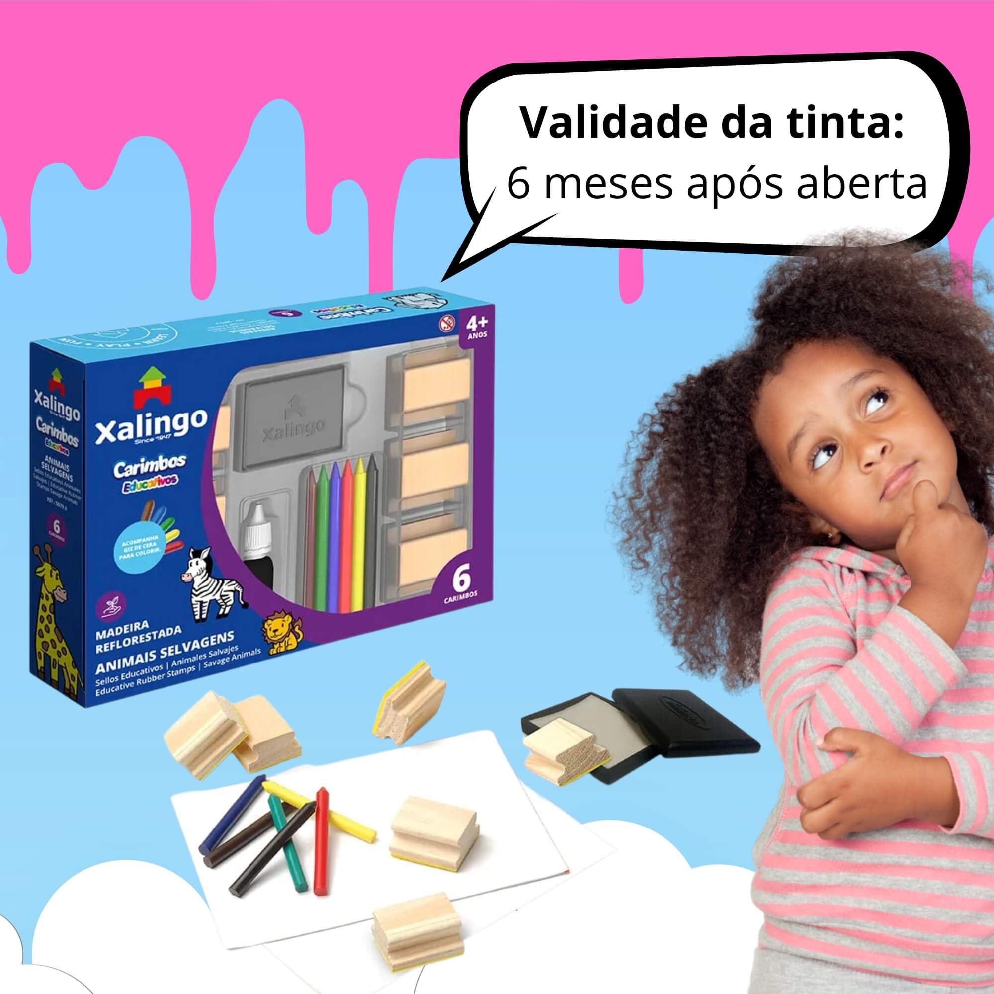 Brinquedo Infantil Carimbos Educativos Animais Selvagens Xalingo - 50798