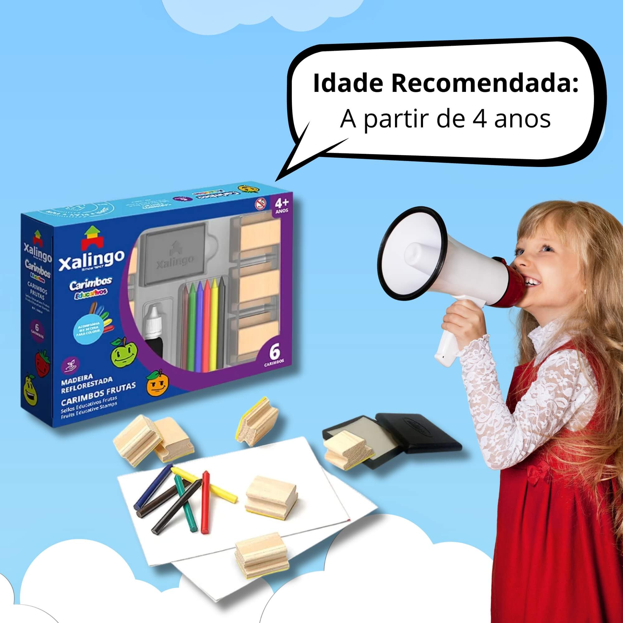 Brinquedo Infantil Carimbos Educativos Frutas Xalingo - 50809