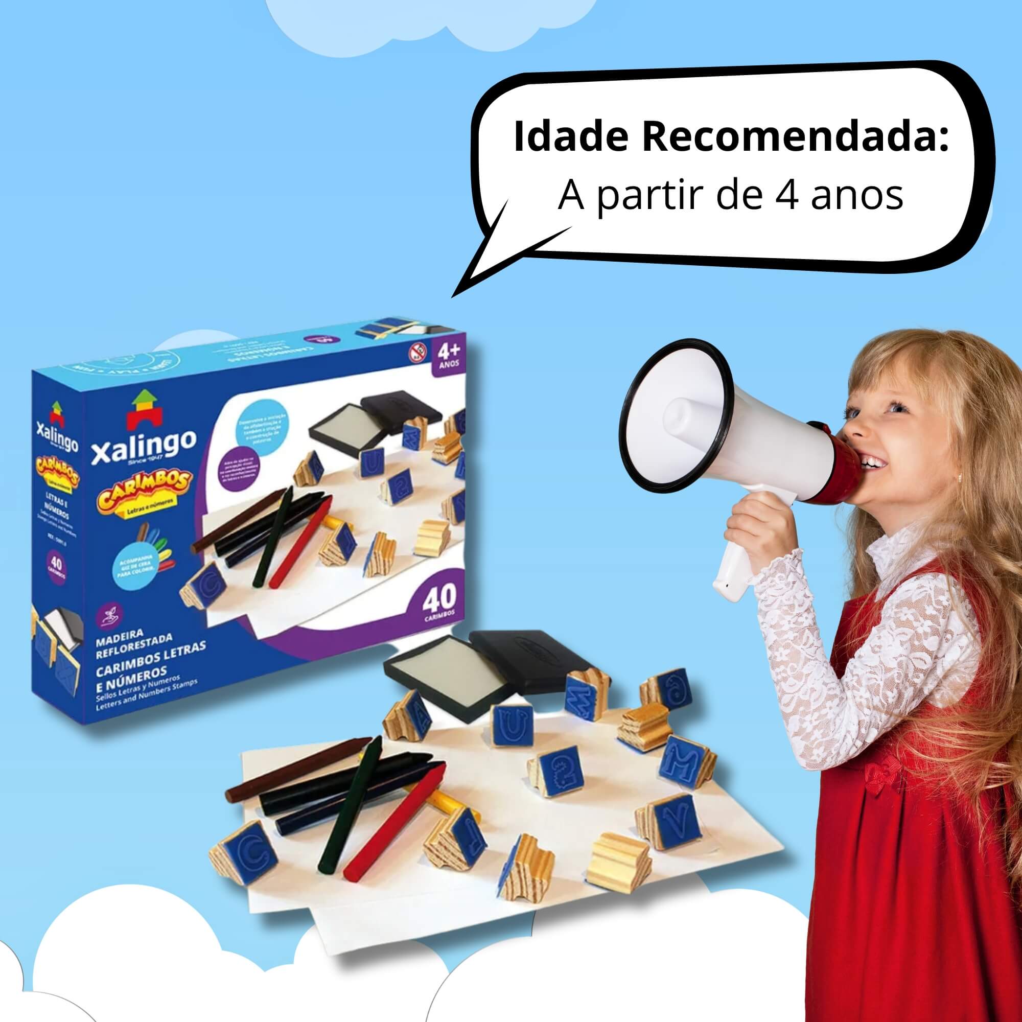 Brinquedo Infantil Carimbos Educativos Letras e Números Xalingo - 50910