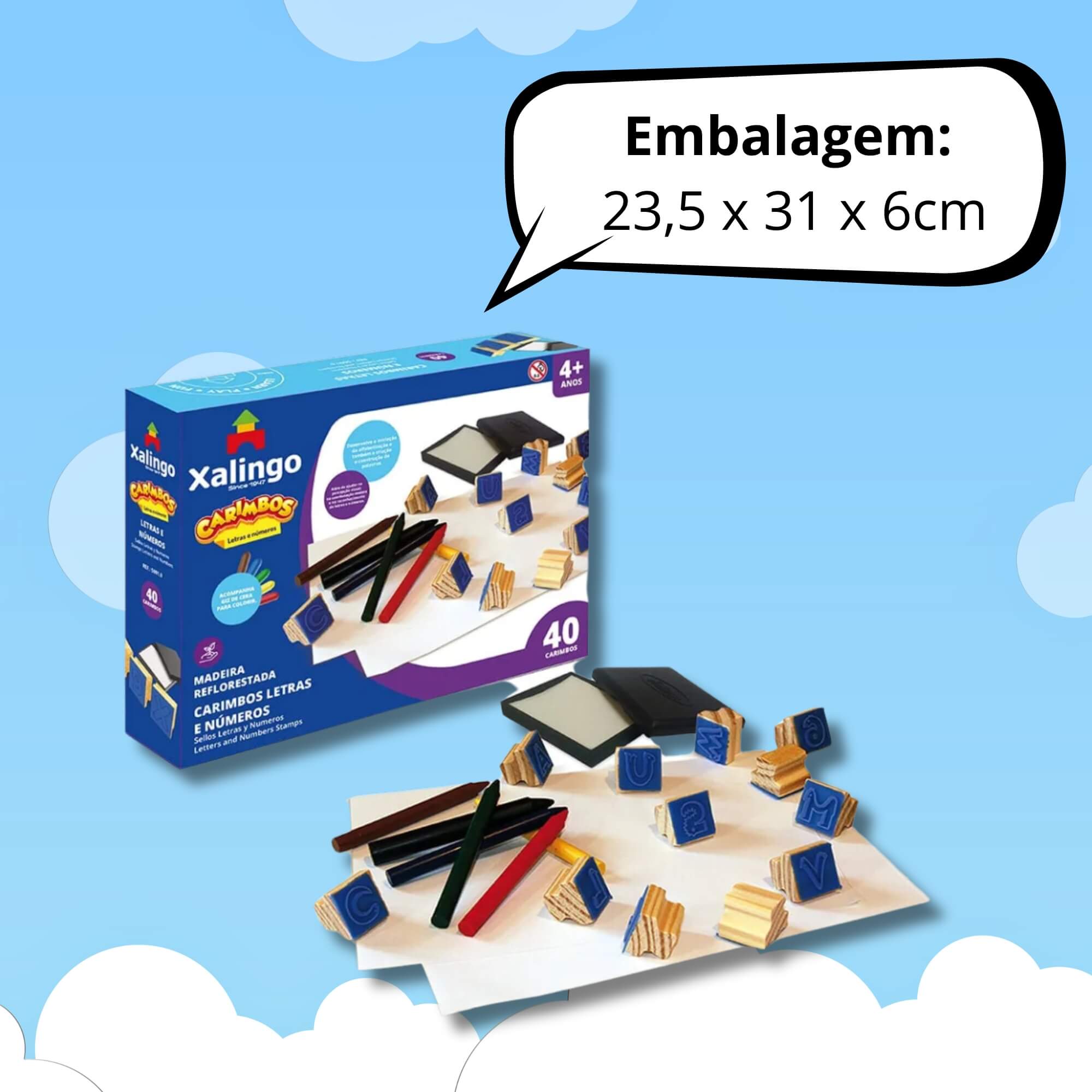 Brinquedo Infantil Carimbos Educativos Letras e Números Xalingo - 50910