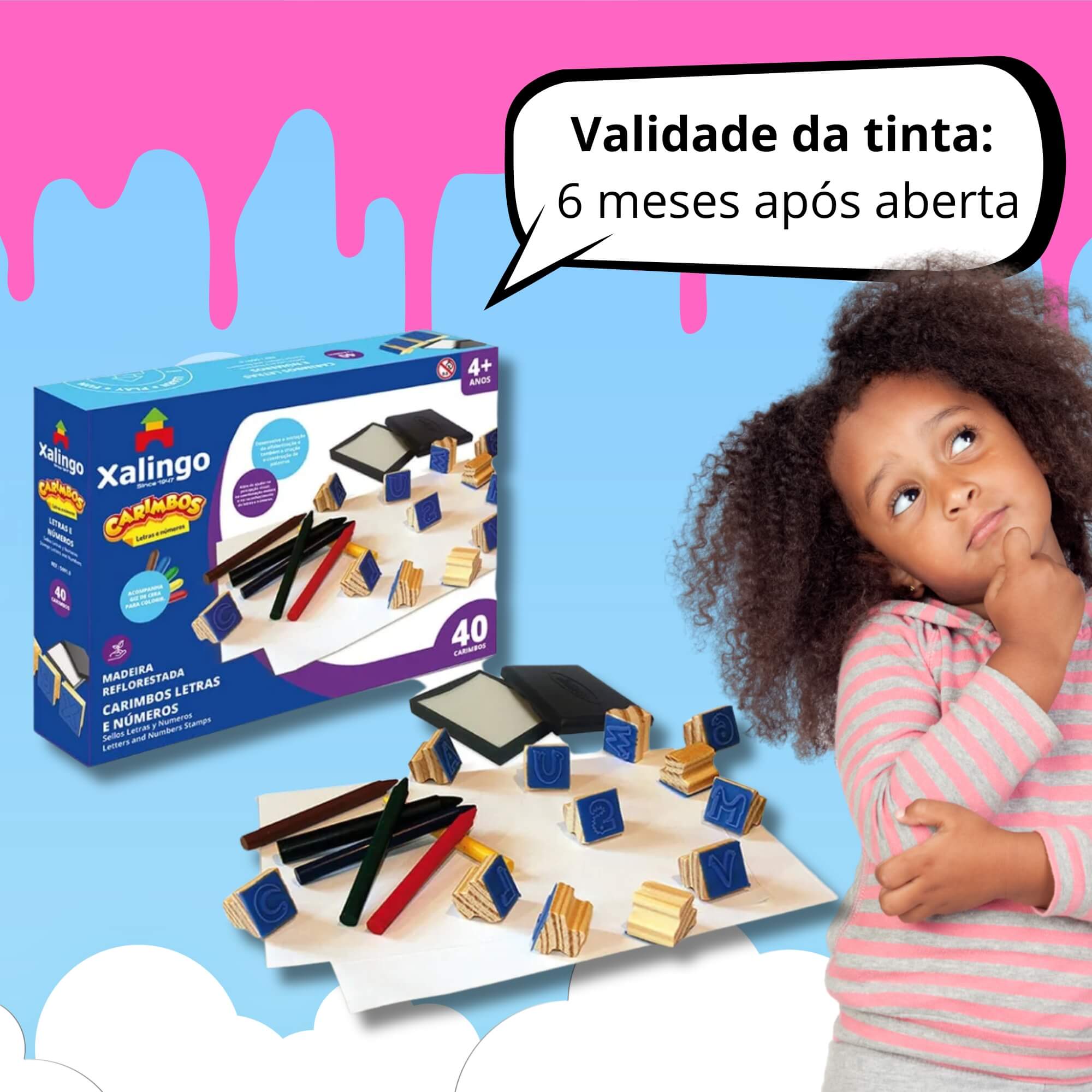 Brinquedo Infantil Carimbos Educativos Letras e Números Xalingo - 50910