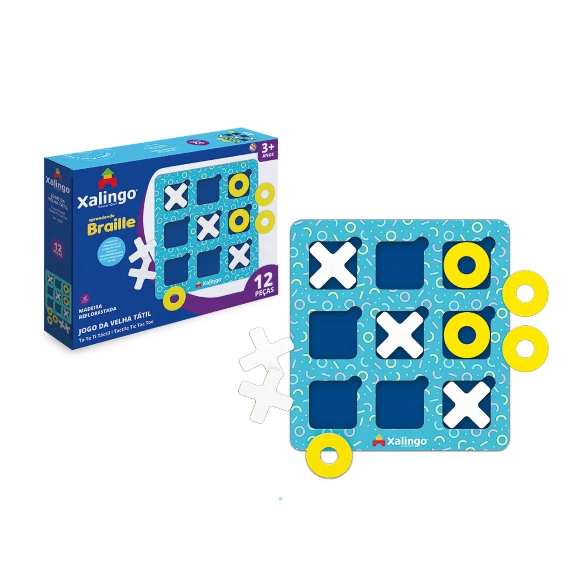 Jogo da Velha Tátil 12 Peças Brinquedo Infantil Tabuleiro Xalingo - 12787