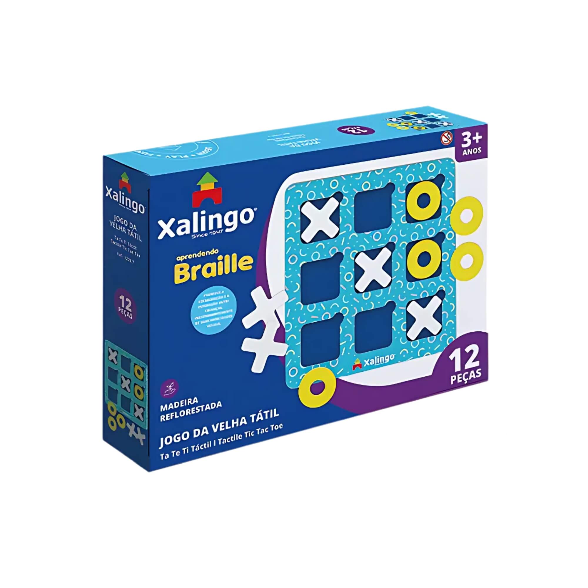 Jogo da Velha Tátil 12 Peças Brinquedo Infantil Tabuleiro Xalingo - 12787