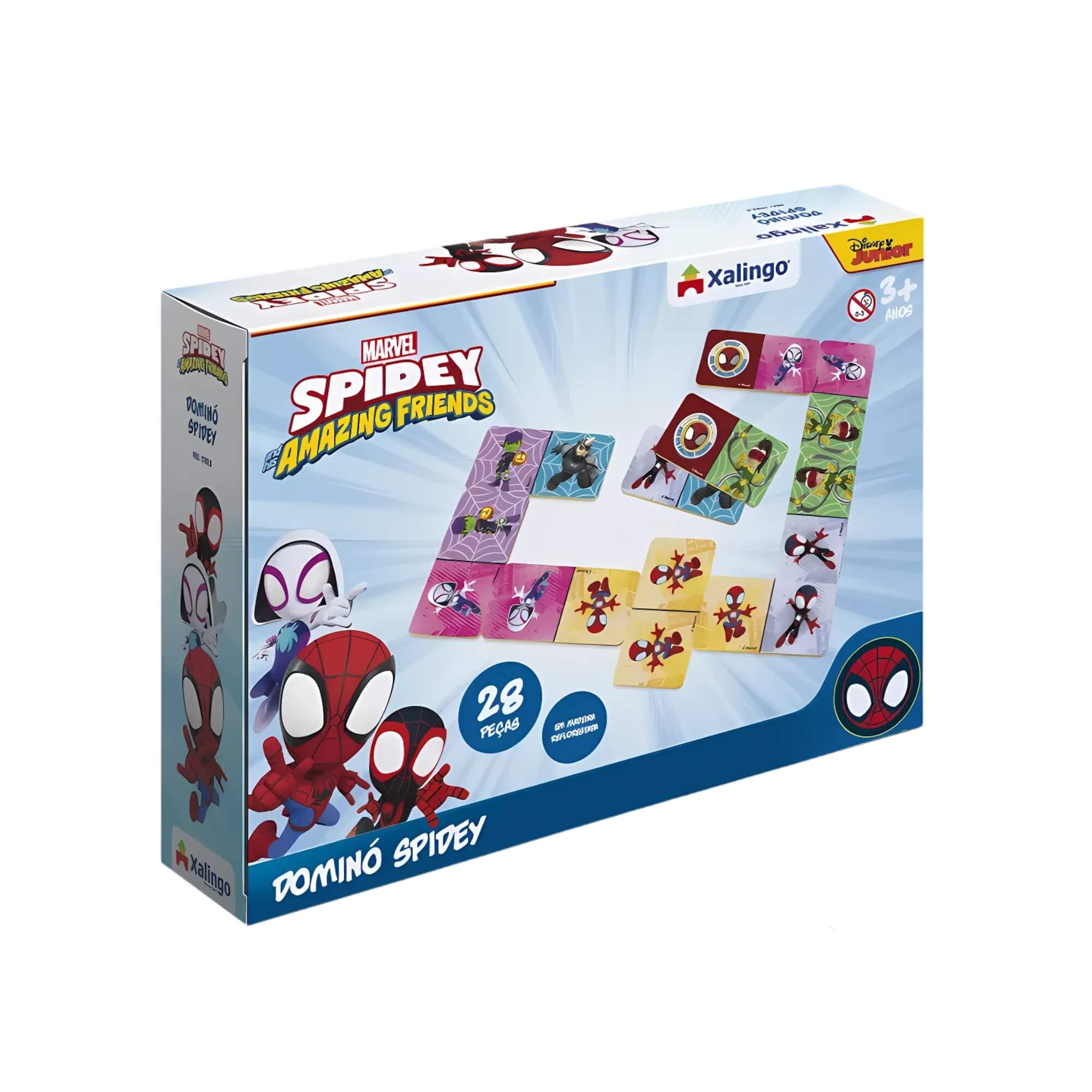 Jogo de Dominó Spidey 28 Peças Brinquedo Infantil Xalingo - 17832
