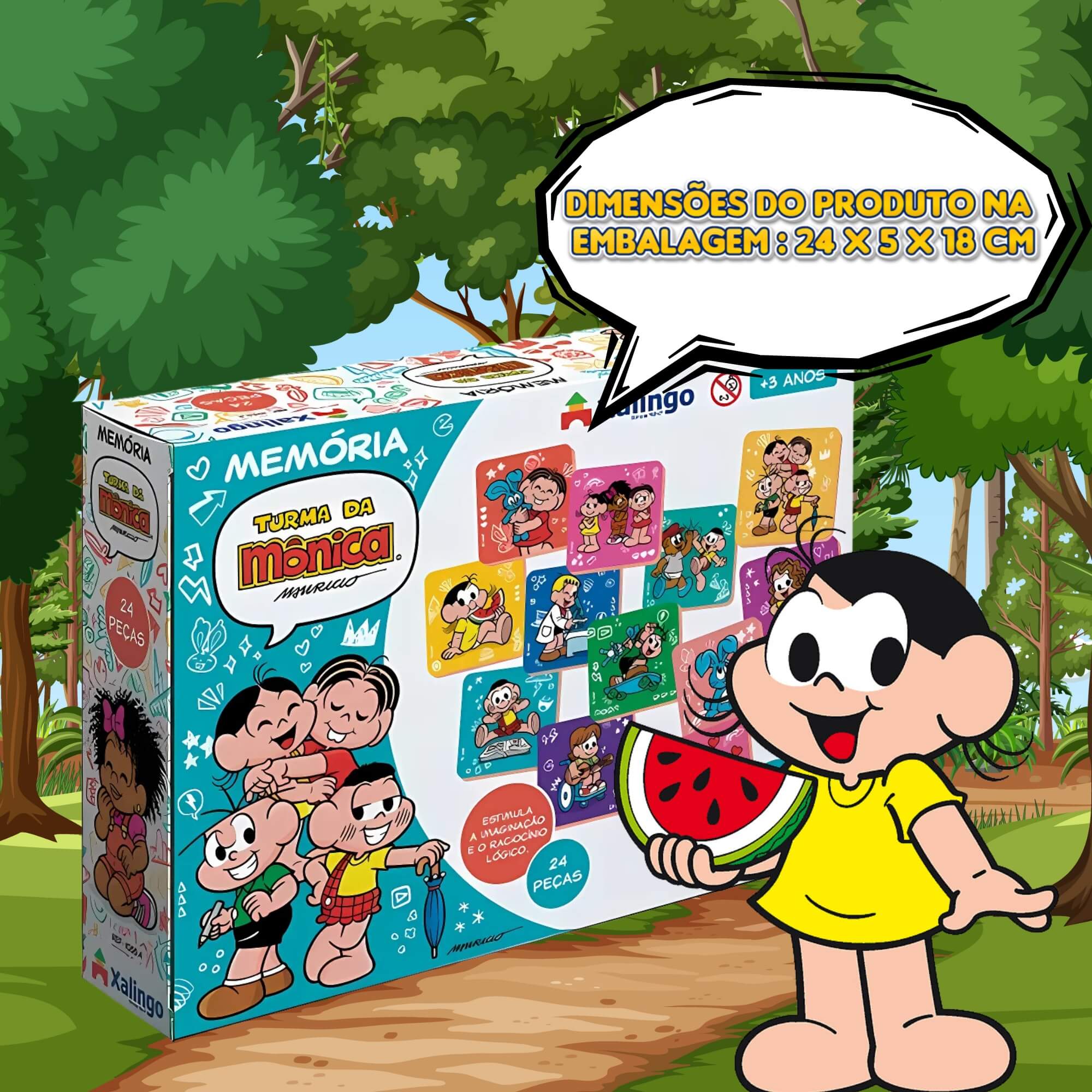 Jogo da Memória Infantil Turma da Mônica com 24 Peças Brinquedo Educativo Xalingo - 10554