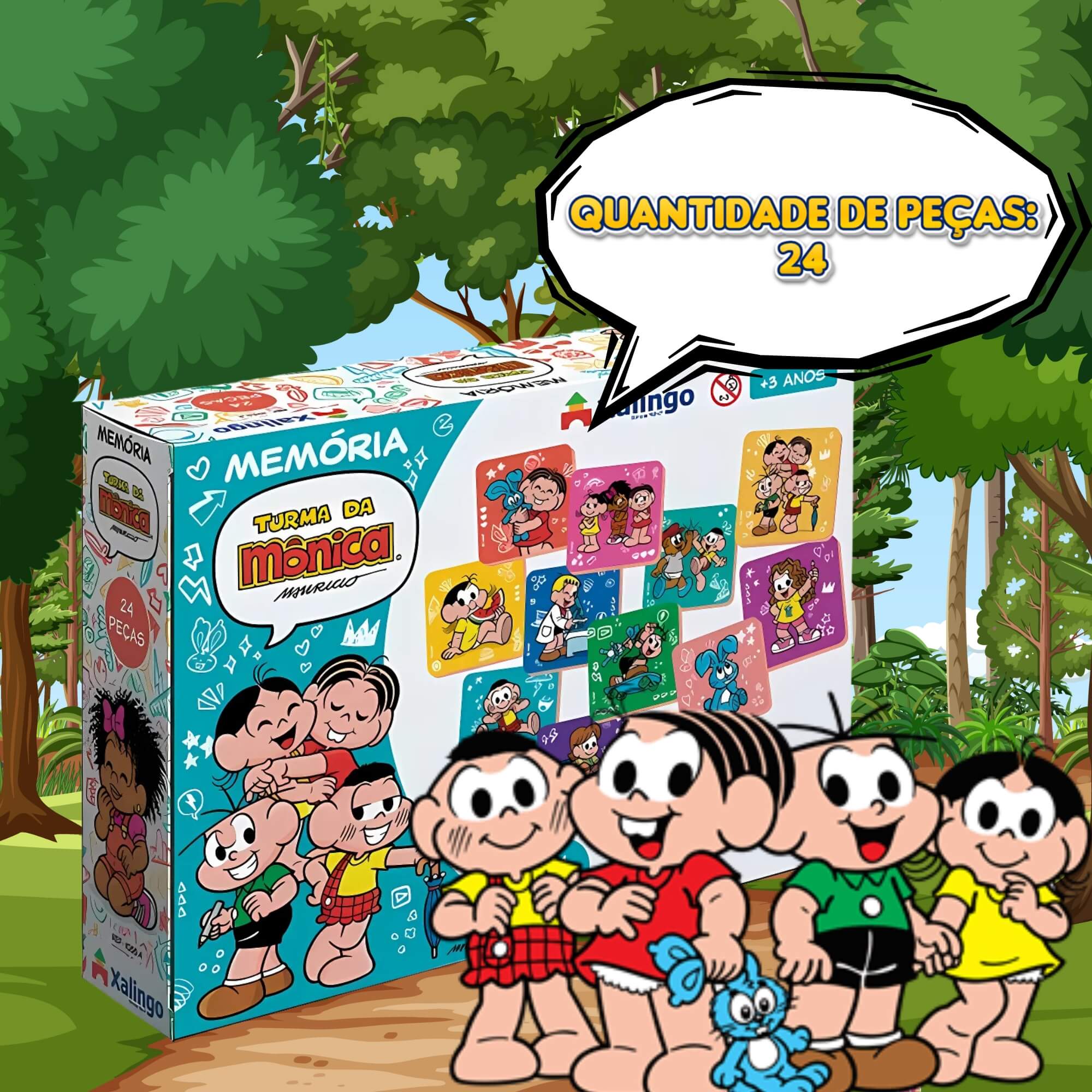 Jogo da Memória Infantil Turma da Mônica com 24 Peças Brinquedo Educativo Xalingo - 10554