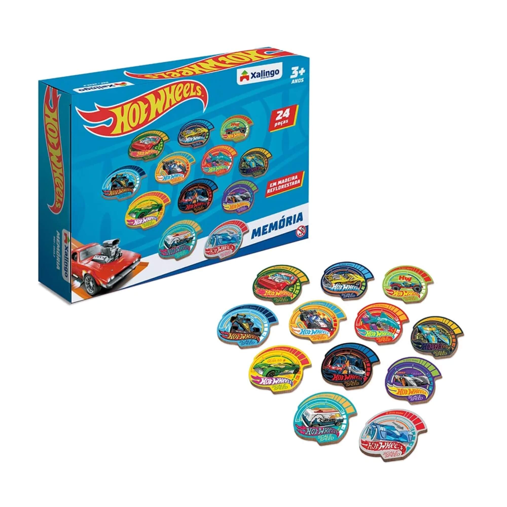 Jogo da Memória Infantil Hot Wheels 24 Peças Ilustradas Xalingo - 23232