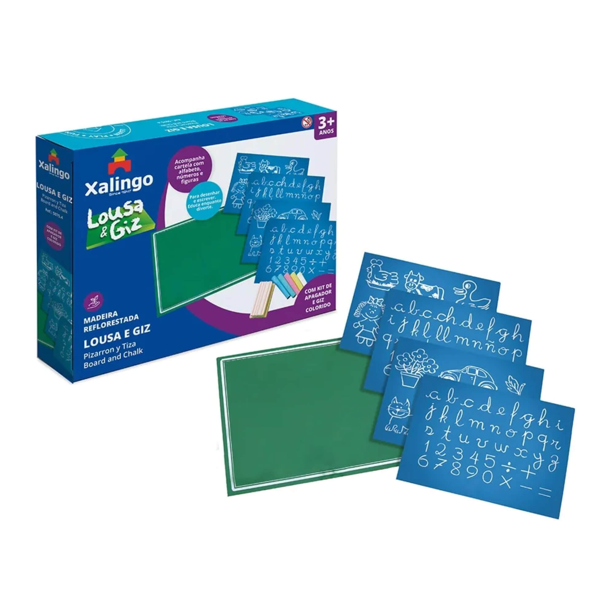 Brinquedo Infantil Lousa e Giz com 10 Peças Xalingo - 50754