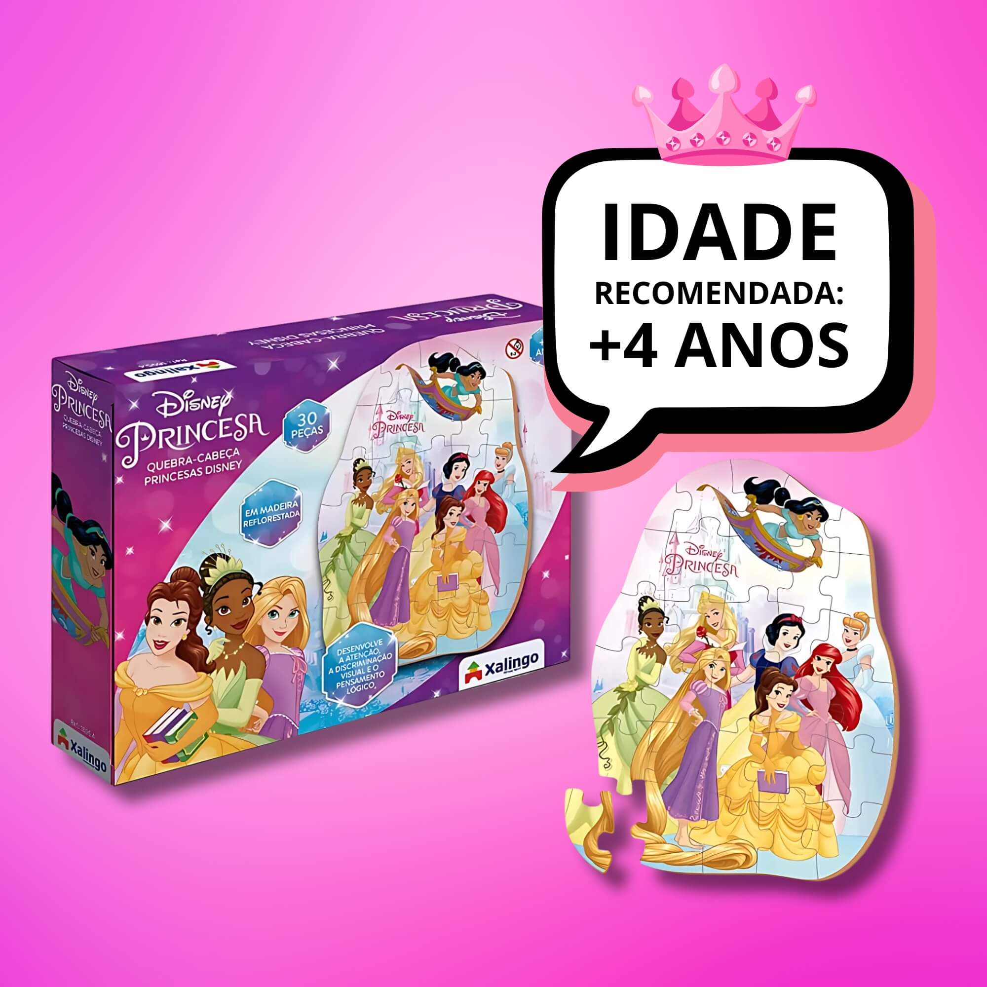 Jogo Quebra-Cabeça Infantil Princesas Disney 30 Peças Xalingo - 18954