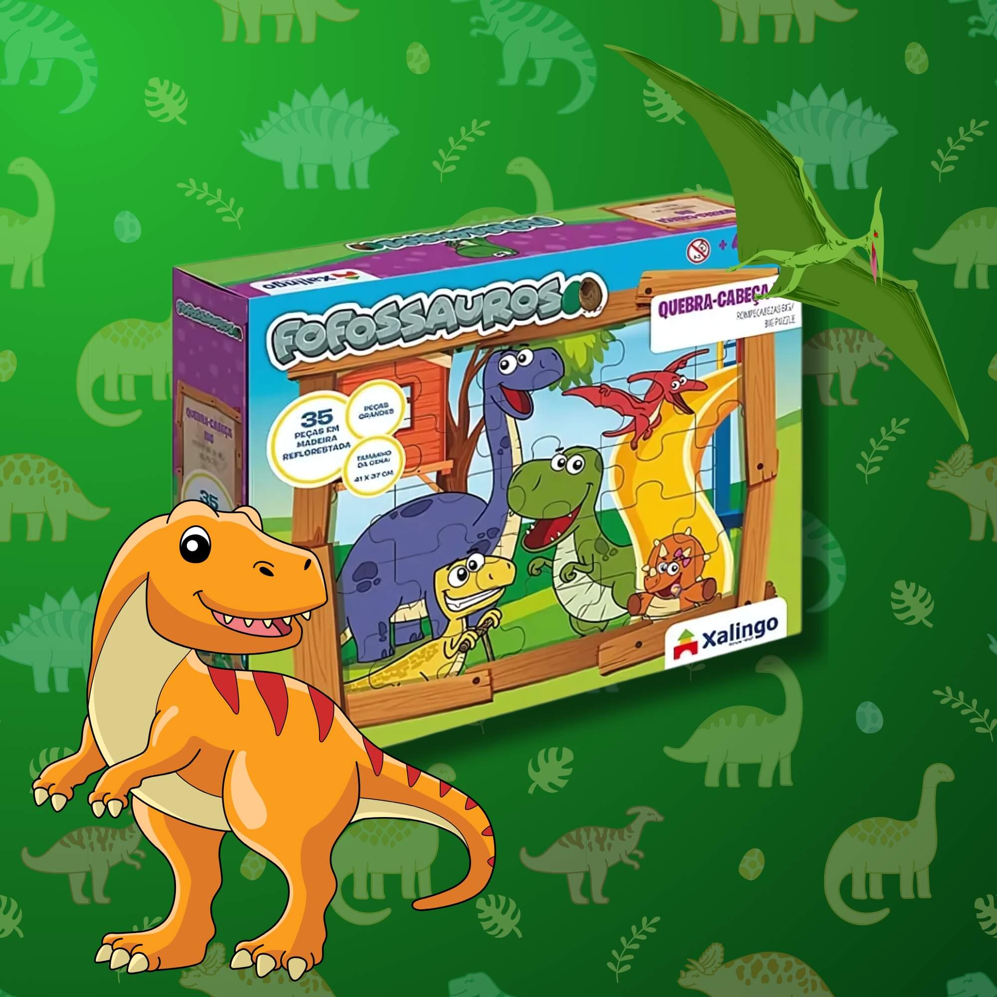 Jogo Quebra-Cabeça Infantil Big Fofossauros 35 Peças Xalingo - 54265
