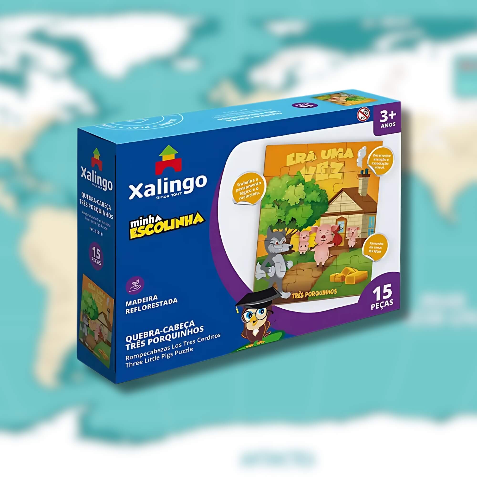 Quebra-Cabeça Infantil Três Porquinhos Minha Escolinha Xalingo - 51510