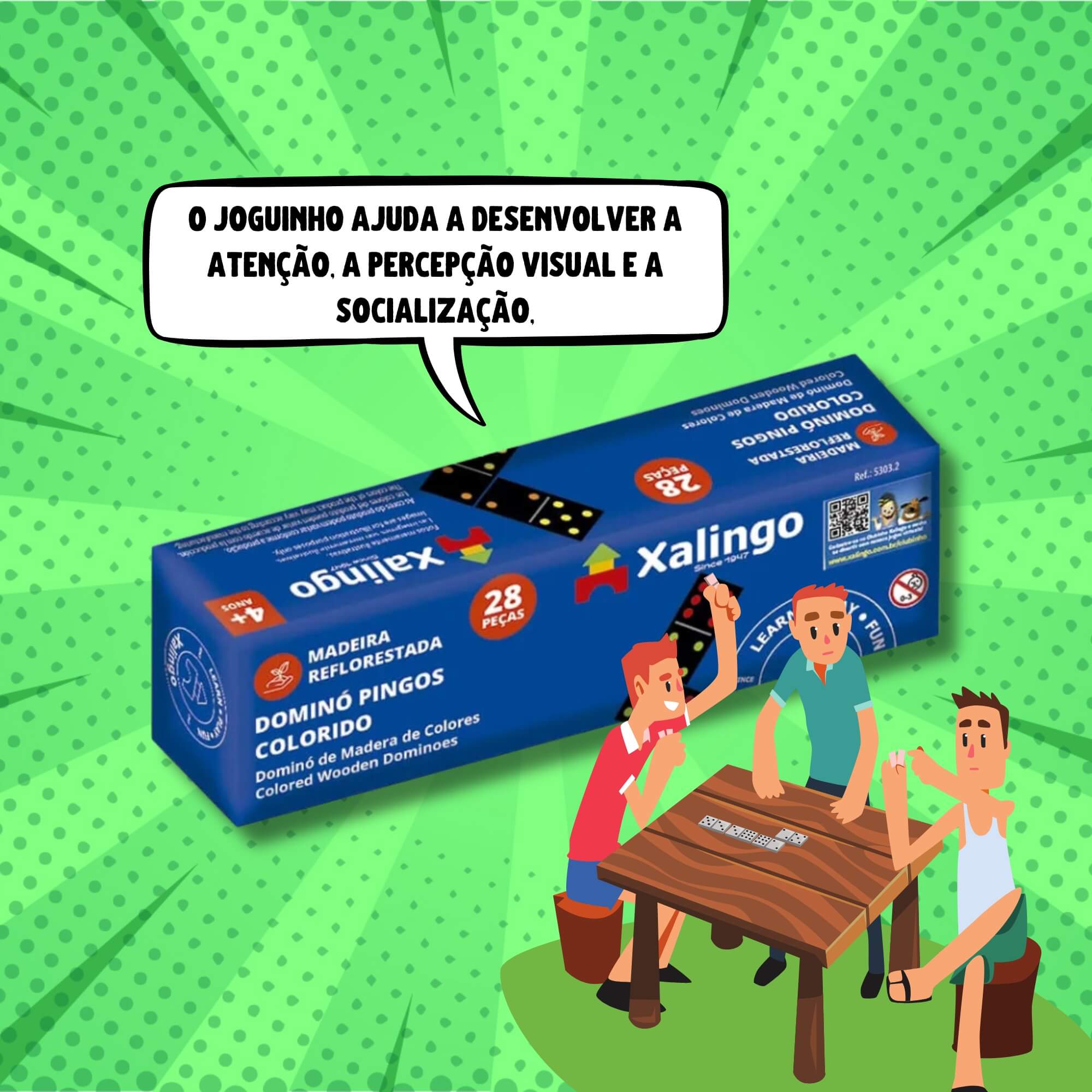 Jogo Tradicional Dominó Pingos Coloridos Xalingo - 53032