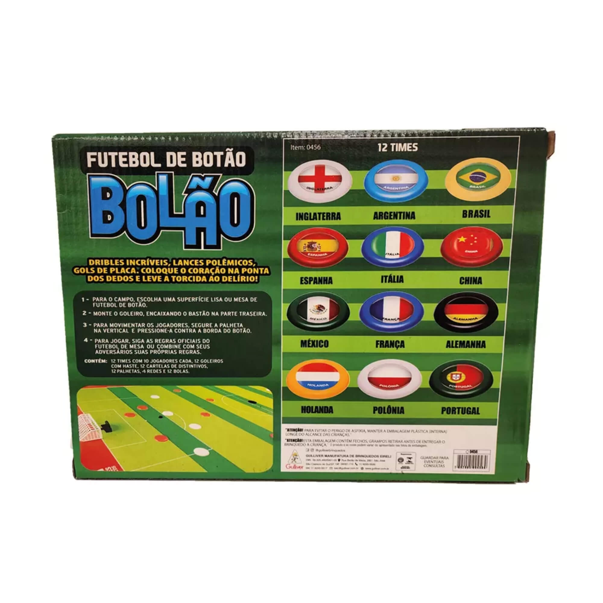 Jogo Infantil Futebol de Botão Bolão 12 Times Gulliver - 0456