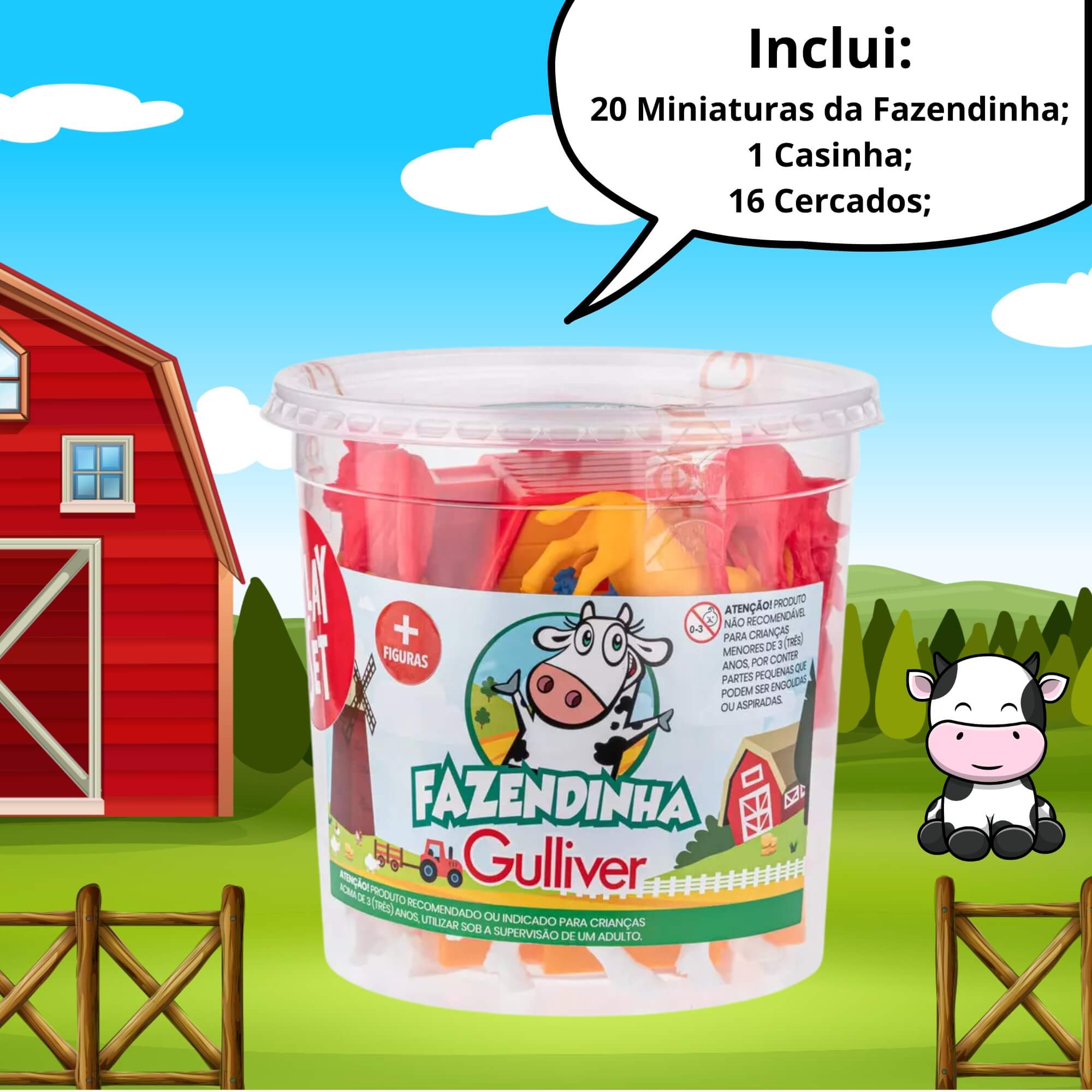 Brinquedo Infantil Fazendinha Play Set Pote Gulliver - 1039