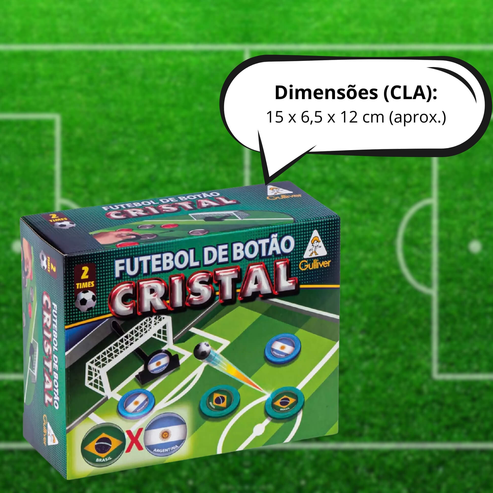 Brinquedo Infantil Futebol de Botão Cristal 2 Times Brasil X Argentina Gulliver - 	0382