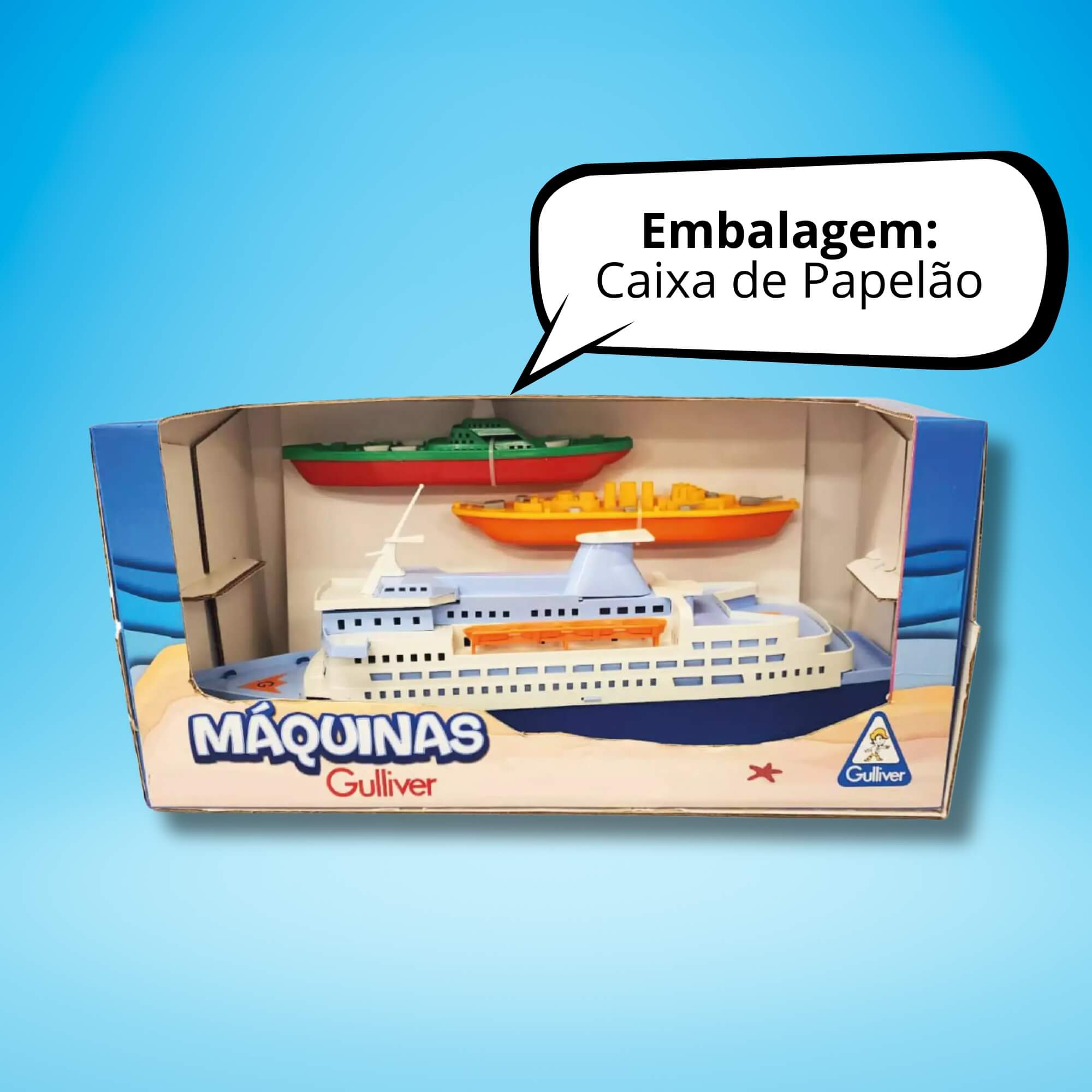 Brinquedo Infantil Máquinas Transatlântico + 2 Navios Frota Naval na Caixa Gulliver - 1119