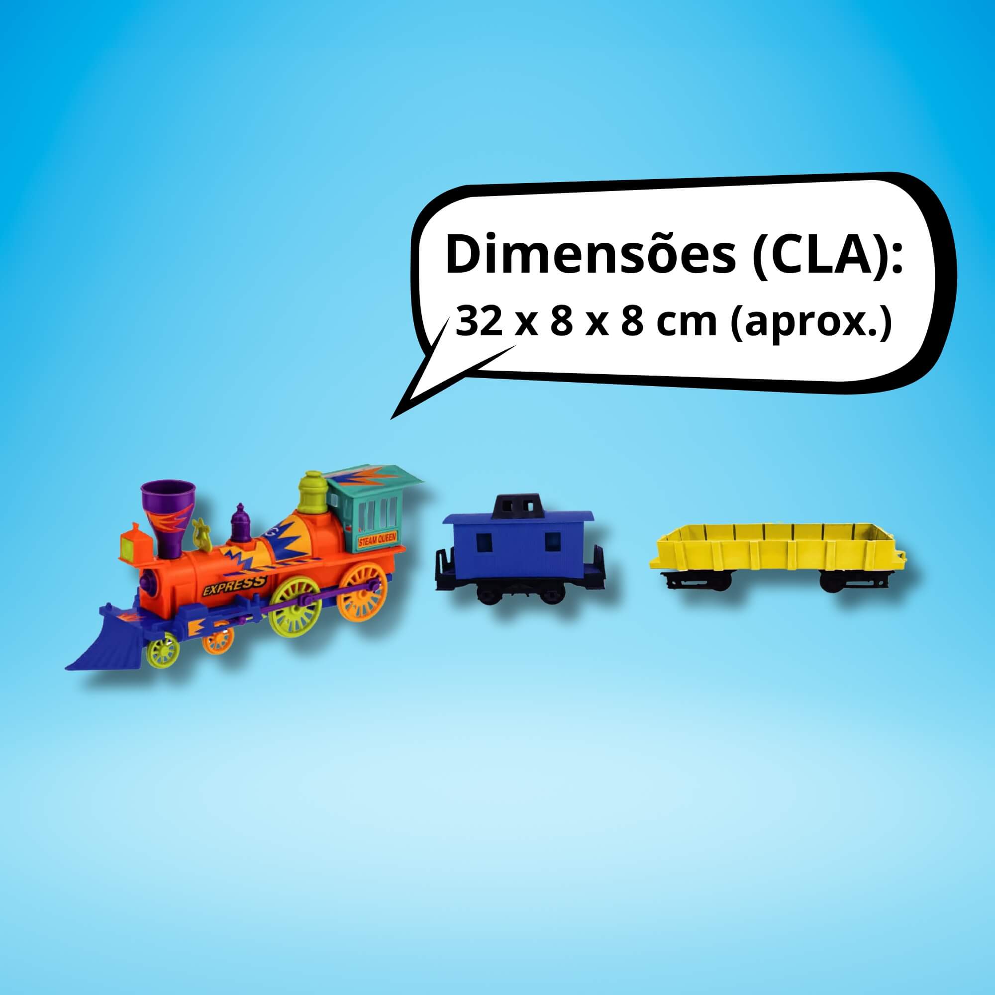 Brinquedo Infantil Máquinas Locomotiva + 2 Vagões na Caixa Gulliver - 1118