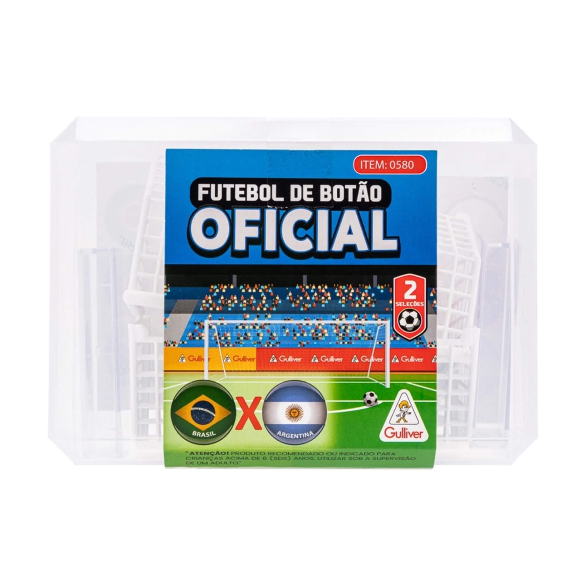 Jogo Futebol de Botão Oficial 2 Times Brasil x Argentina Gulliver - 0580