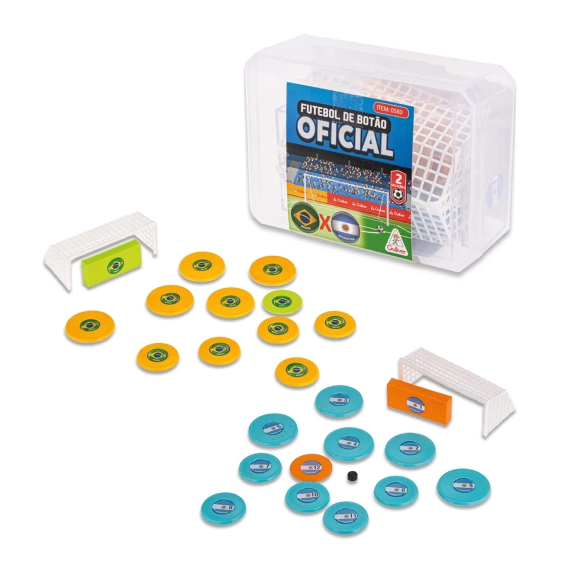 Jogo Futebol de Botão Oficial 2 Times Brasil x Argentina Gulliver - 0580