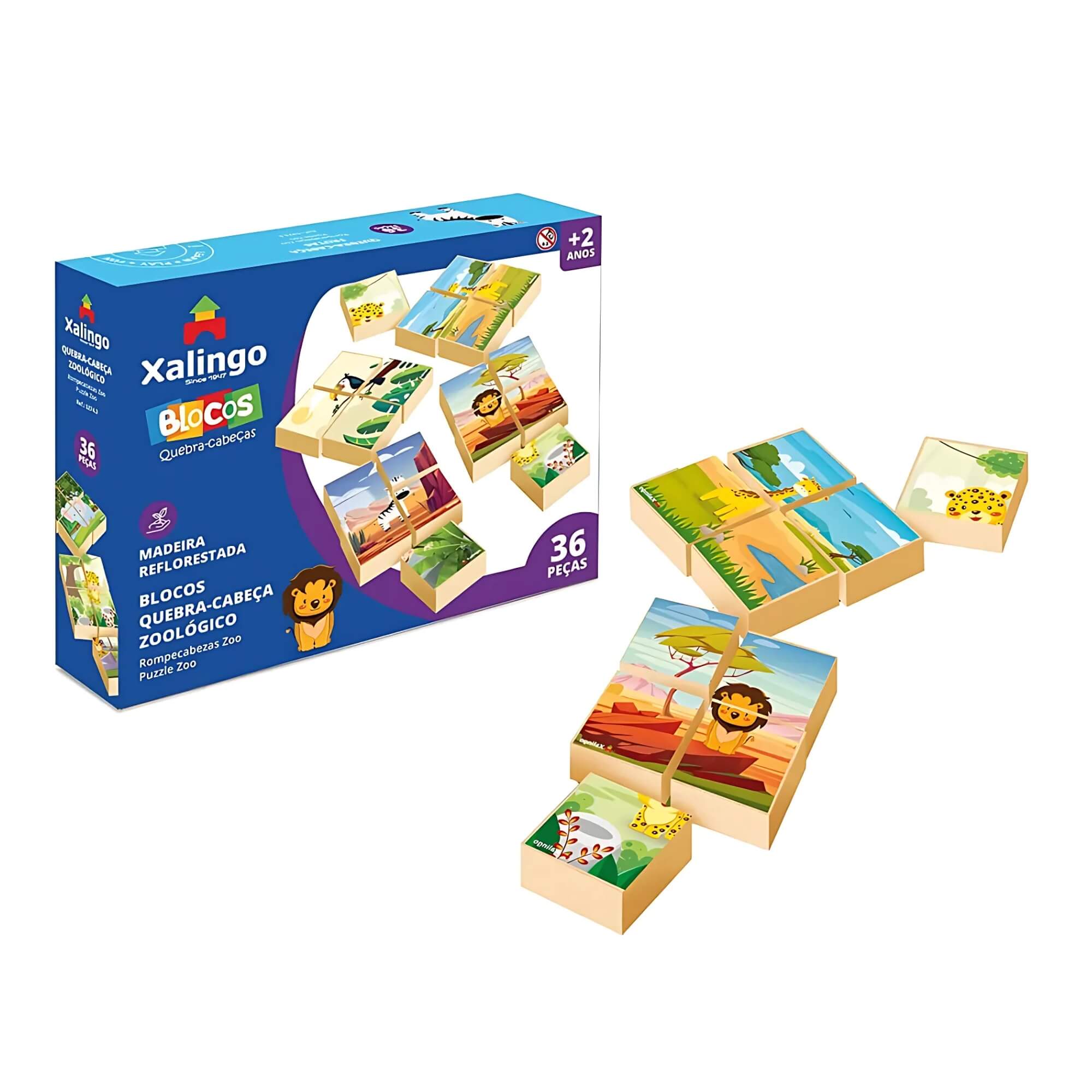 Brinquedo Infantil Blocos de Montar Zoológico 36 Peças Xalingo - 52743