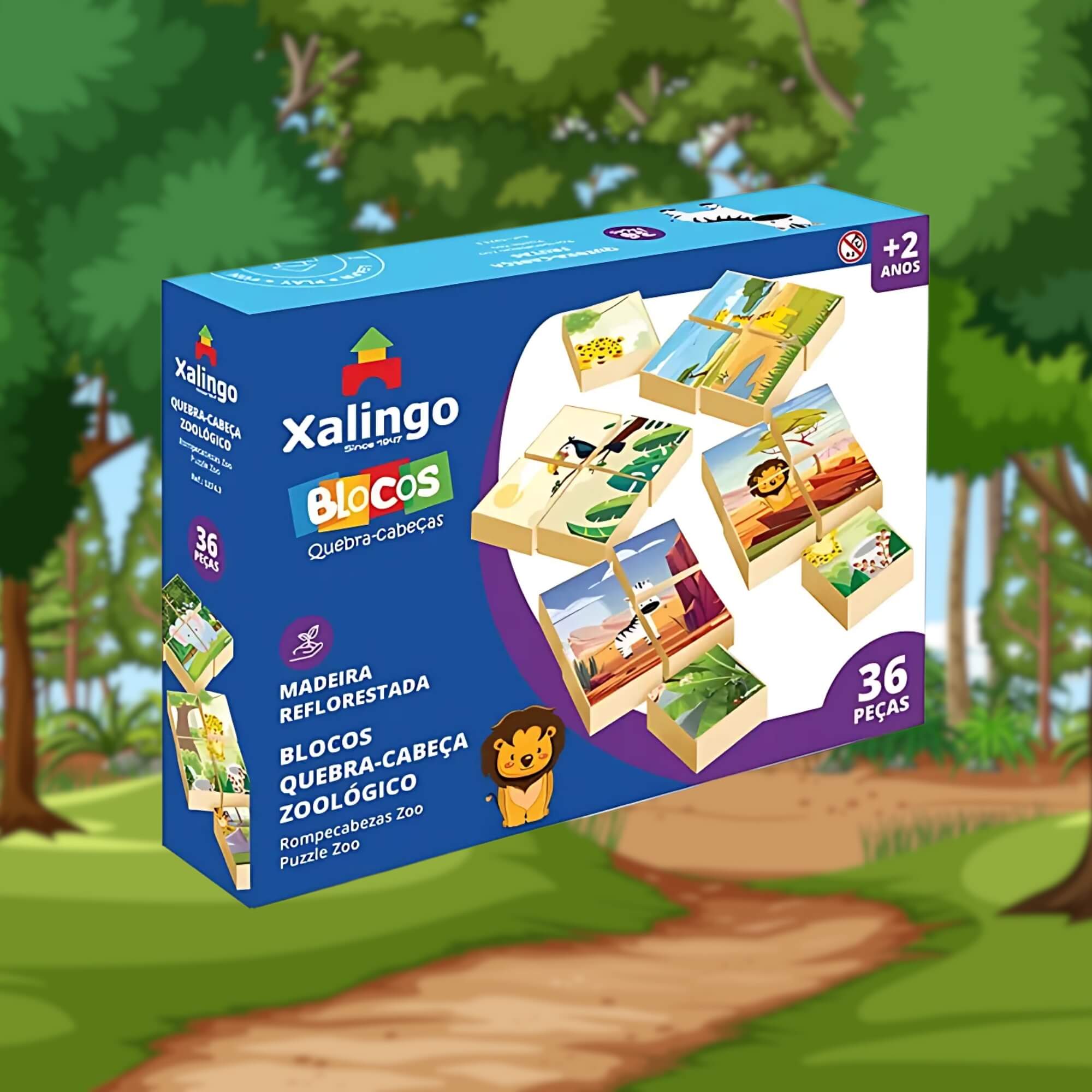 Brinquedo Infantil Blocos de Montar Zoológico 36 Peças Xalingo - 52743