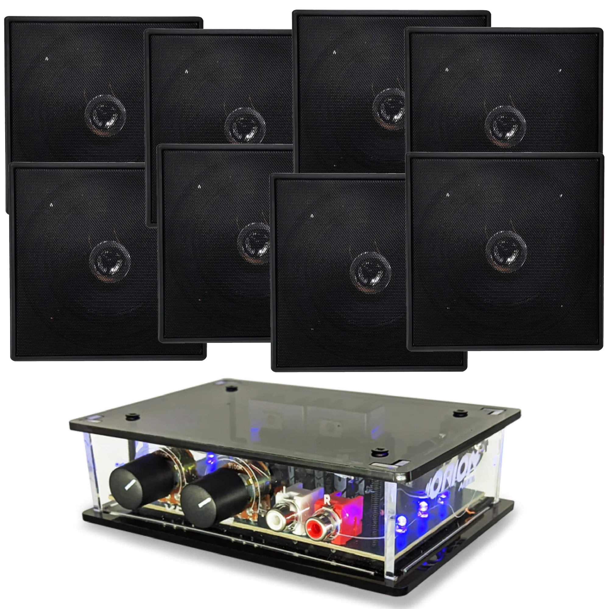 COMP Kit Som Ambiente Orion Amplificador Slim + 8 Caixas De Teto Preta