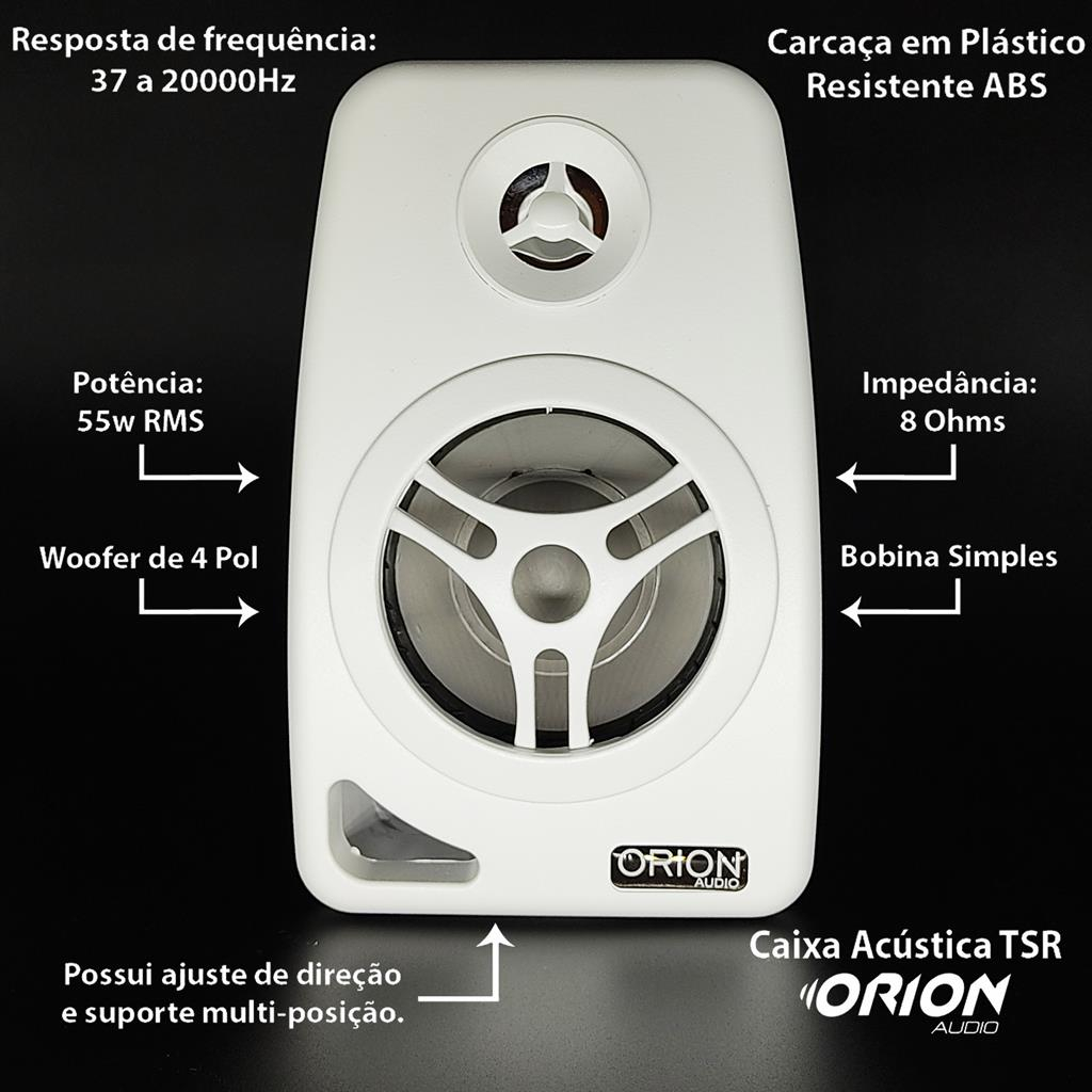 COMP Kit Som Ambiente Orion Amplificador Slim + 8 Caixas De Parede Branca