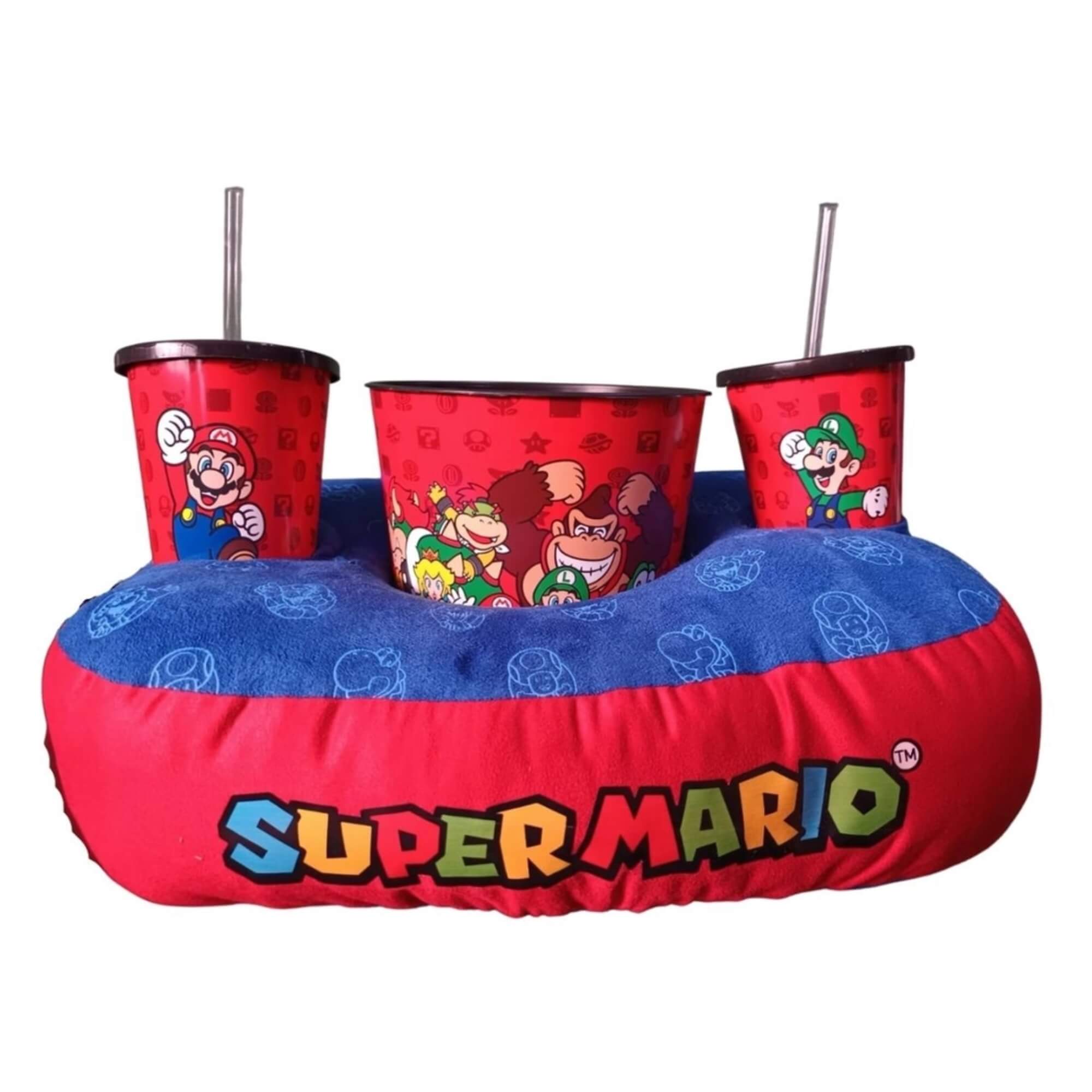 Kit Almofada Pipoca Fibra Suede Super Mario Evergreen Zona Criativa - 10064896