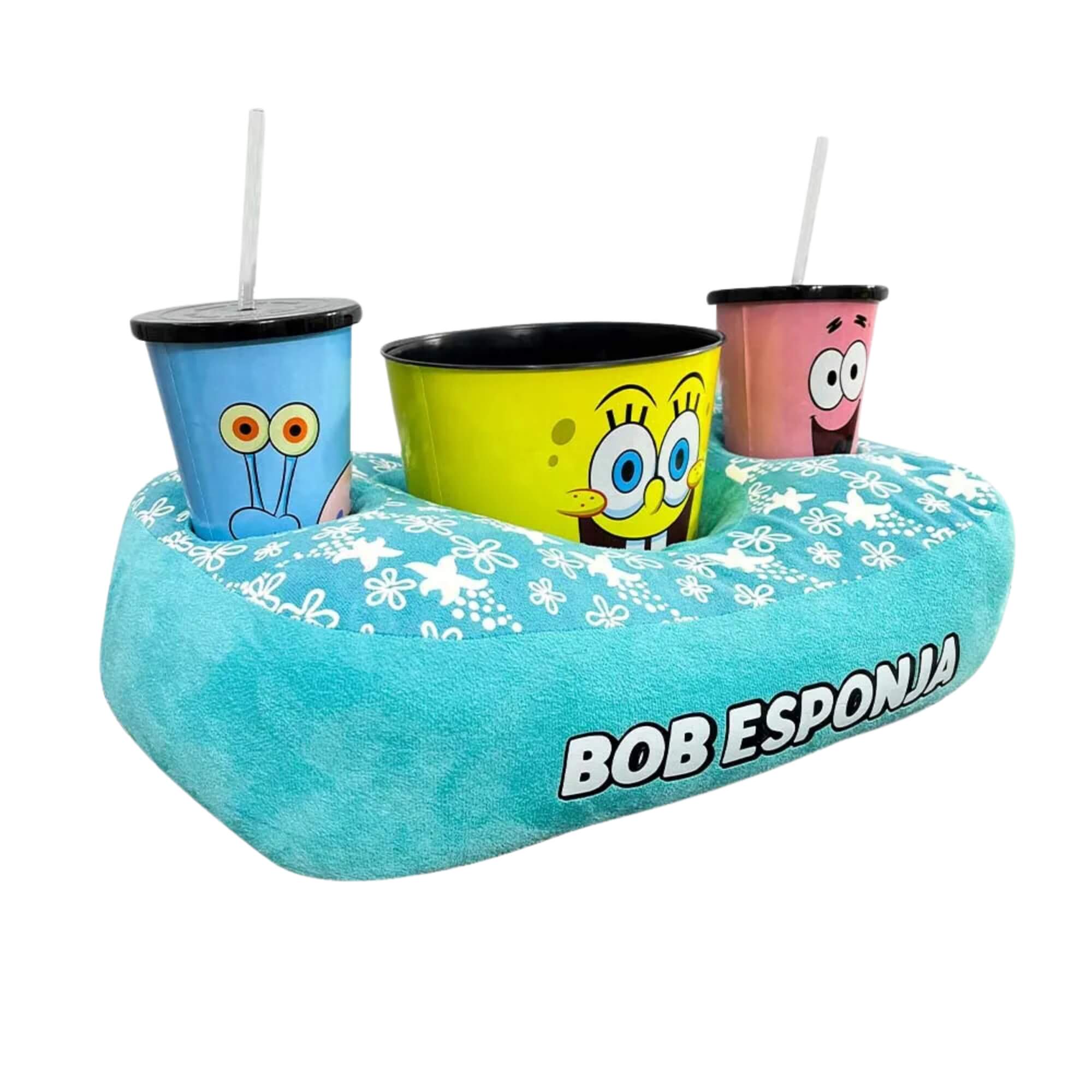 Almofada Bob Esponja Porta Pipoca Kit Cinema Fibra Suede Zona Criativa - 10064976