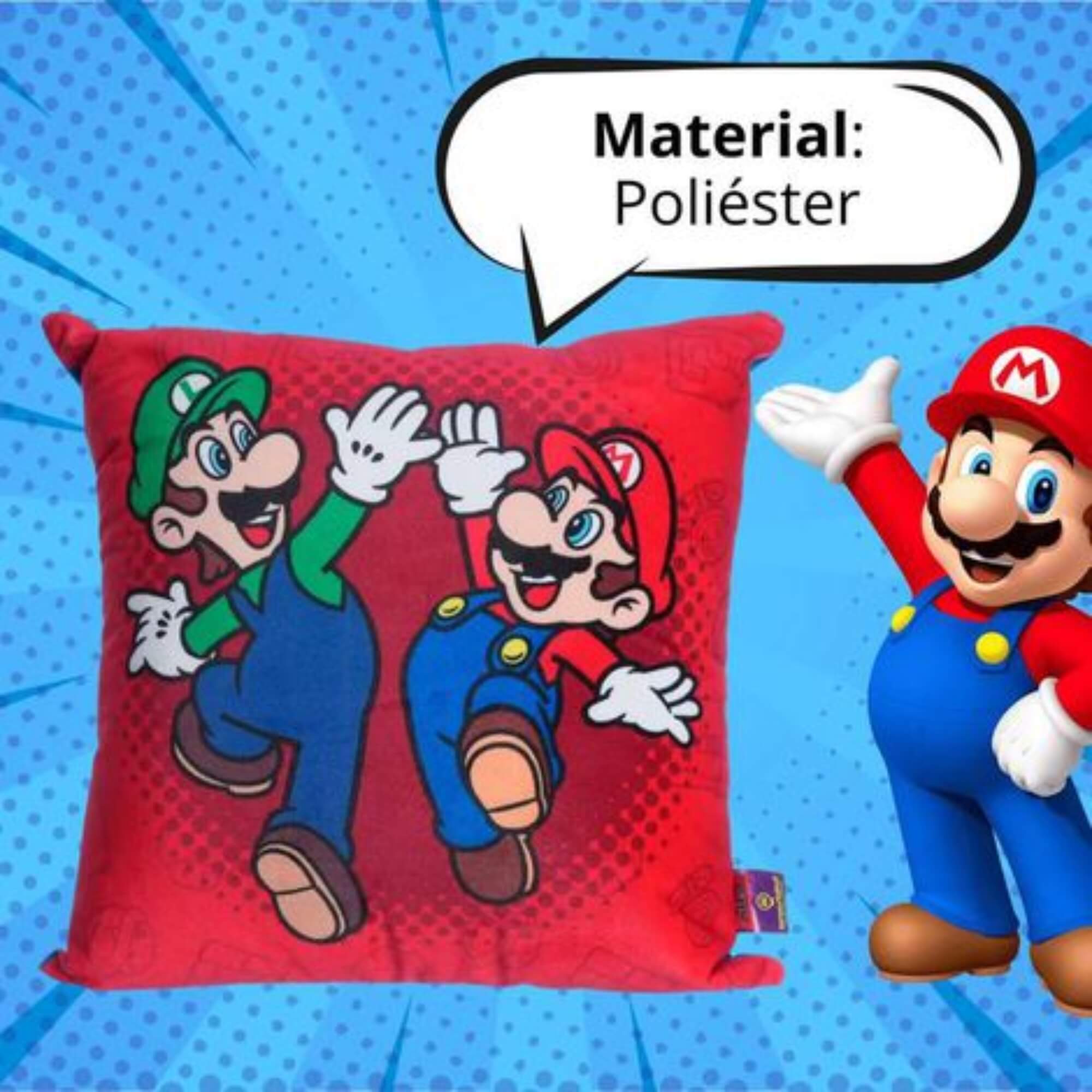 Almofada Mario e Luigi 40x40 Super Mario Zona Criativa - 10065284